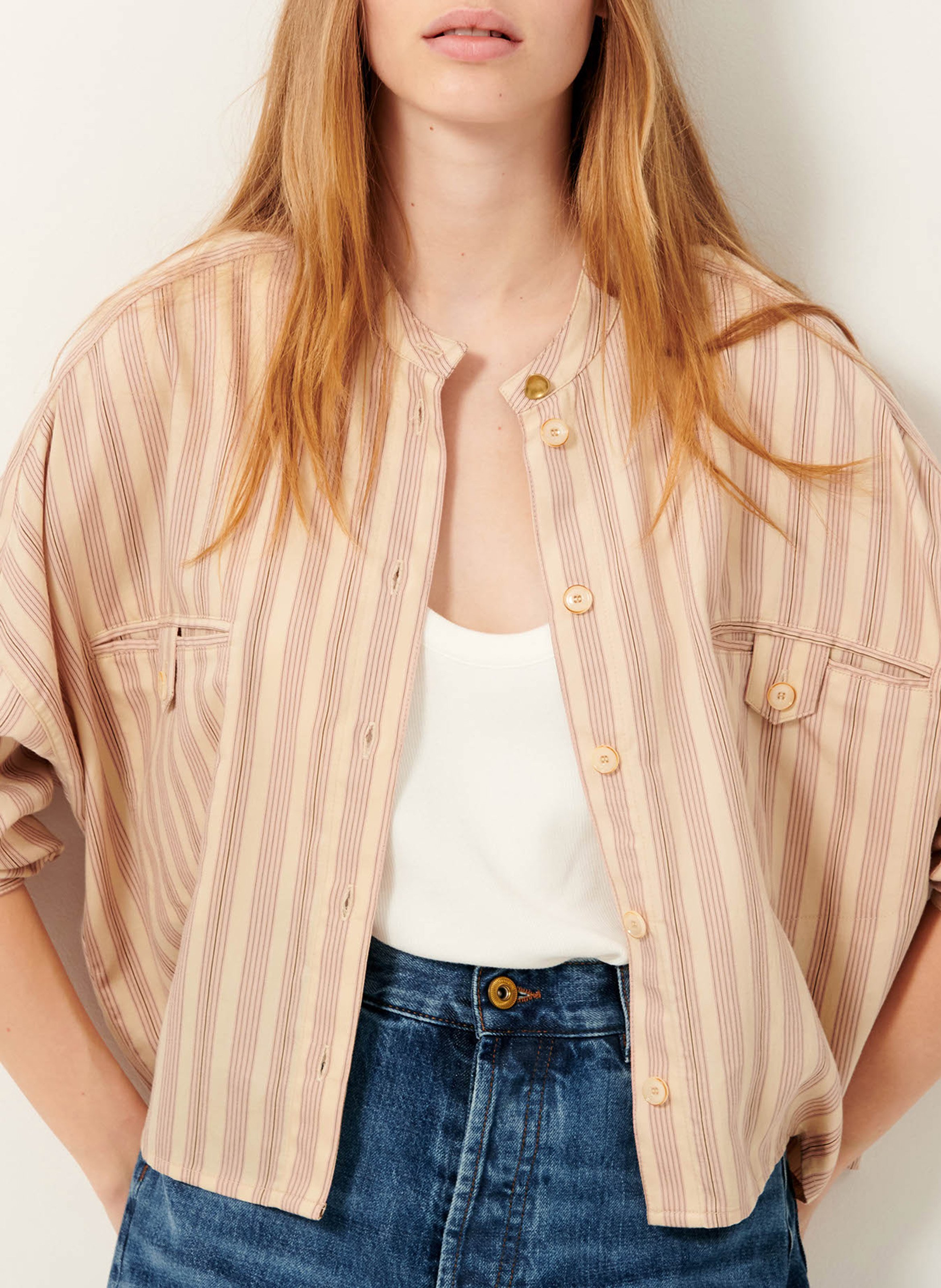 Chemise oversize col mao orregia SESSUN Rose