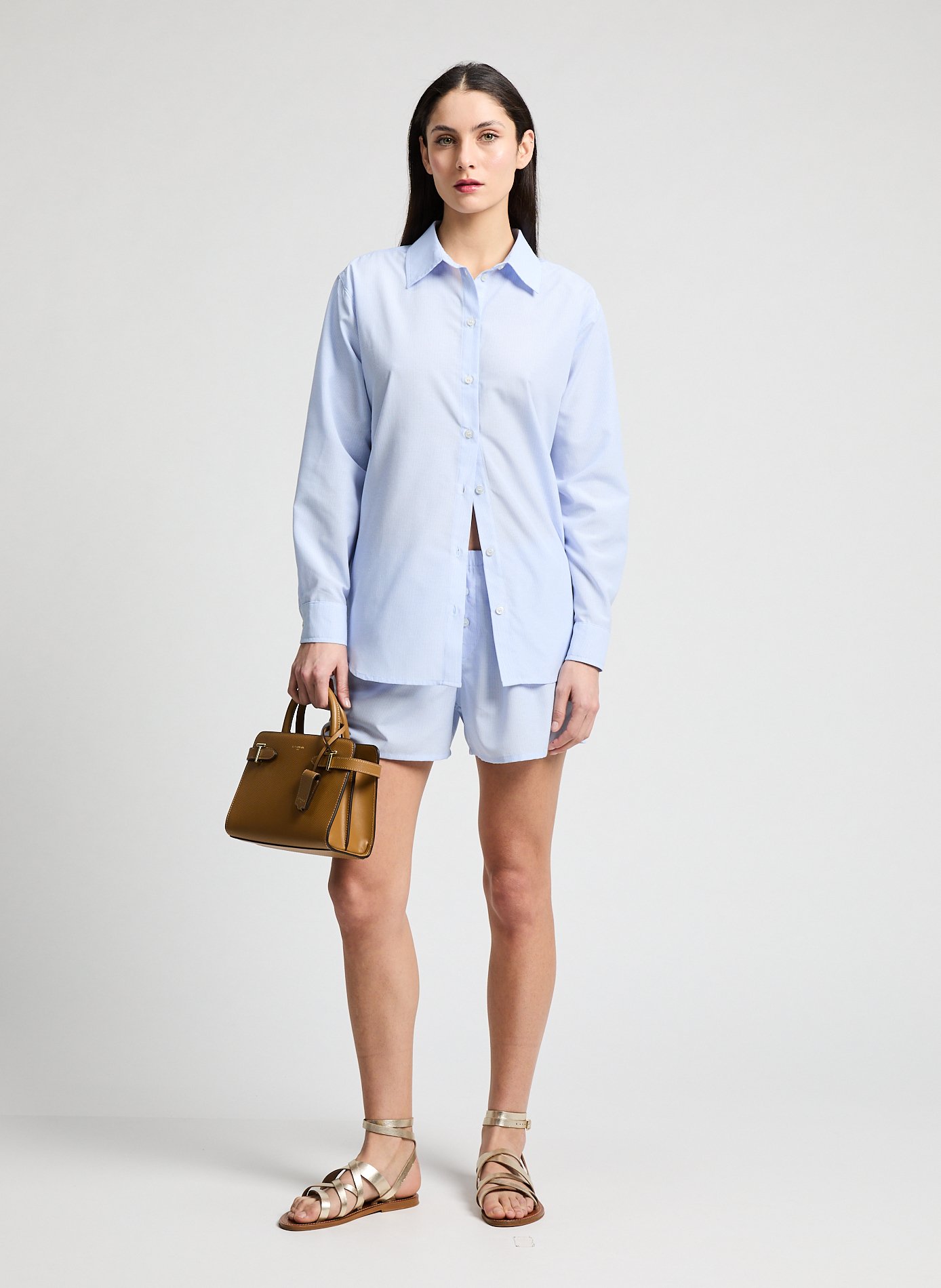 Chemise ample rayée en coton mélangé SAISON 1865 Bleu