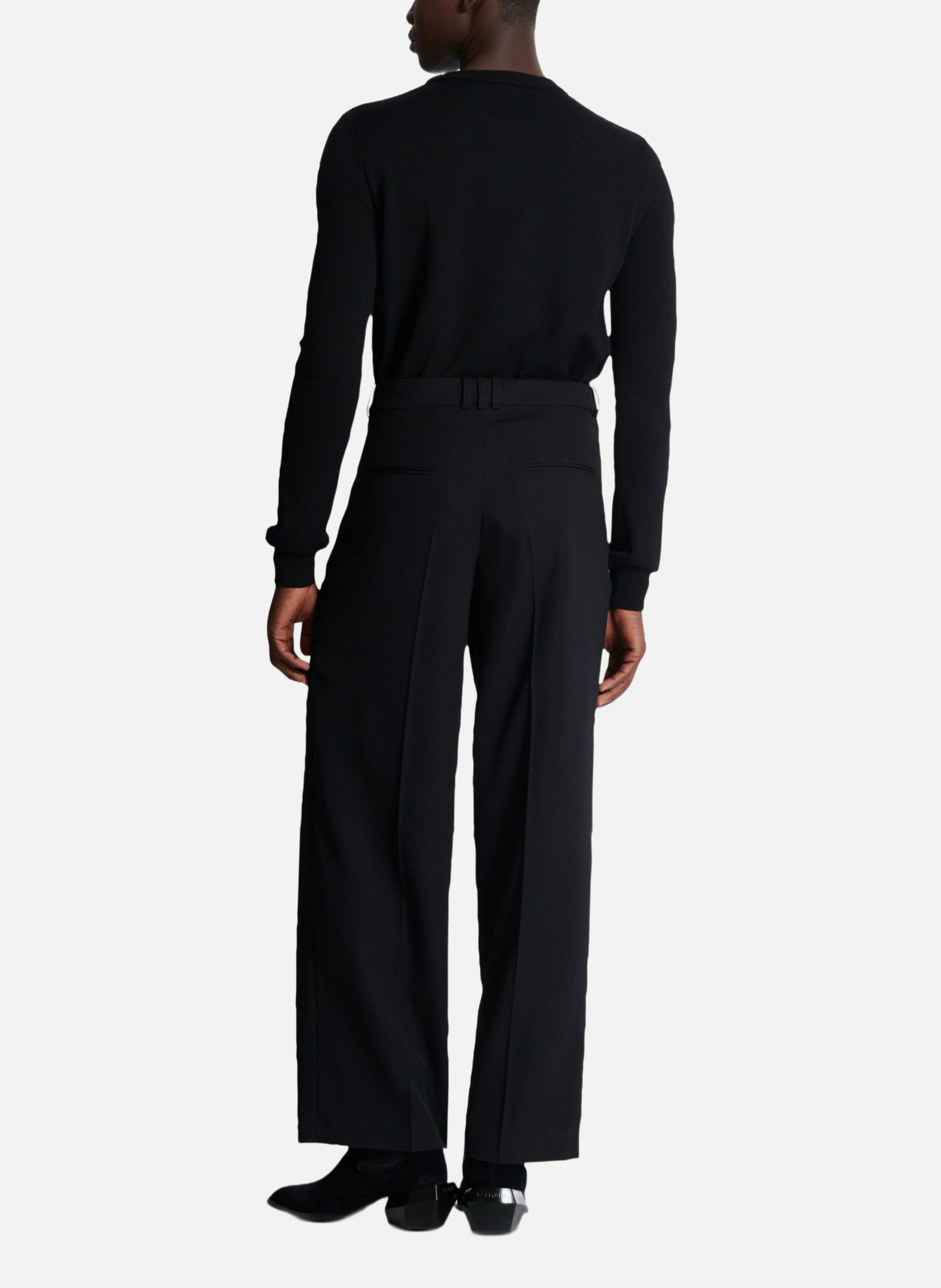 Pantalon à plis en grain de poudre BALMAIN Noir