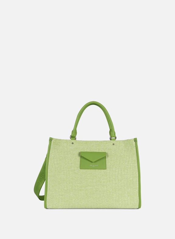 Sac cabas main - actual mini osier Vert by LANCASTER LANCASTER Sac cabas main - actual mini osier Vert