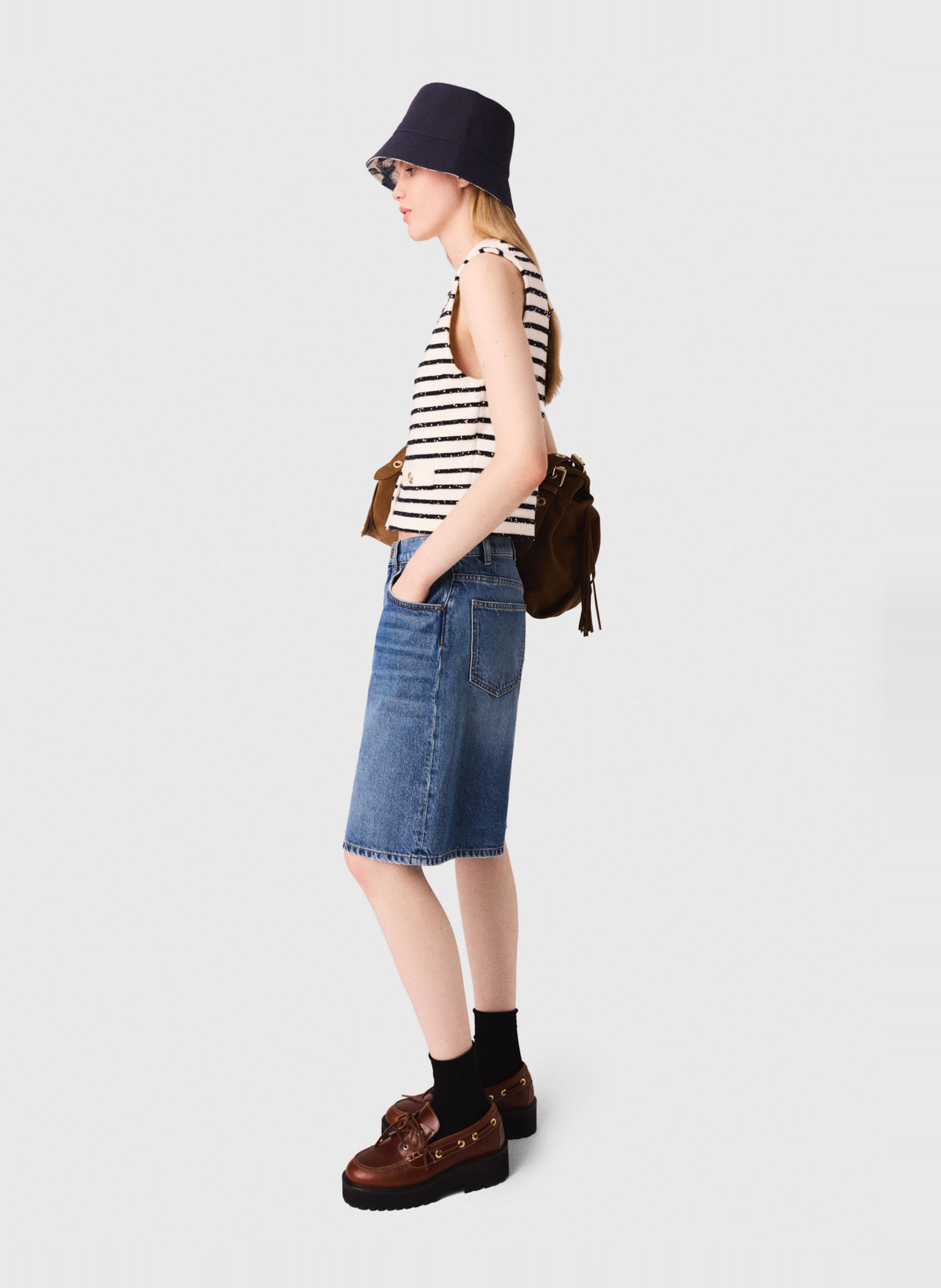 Gilet col rond MAJE Blanc