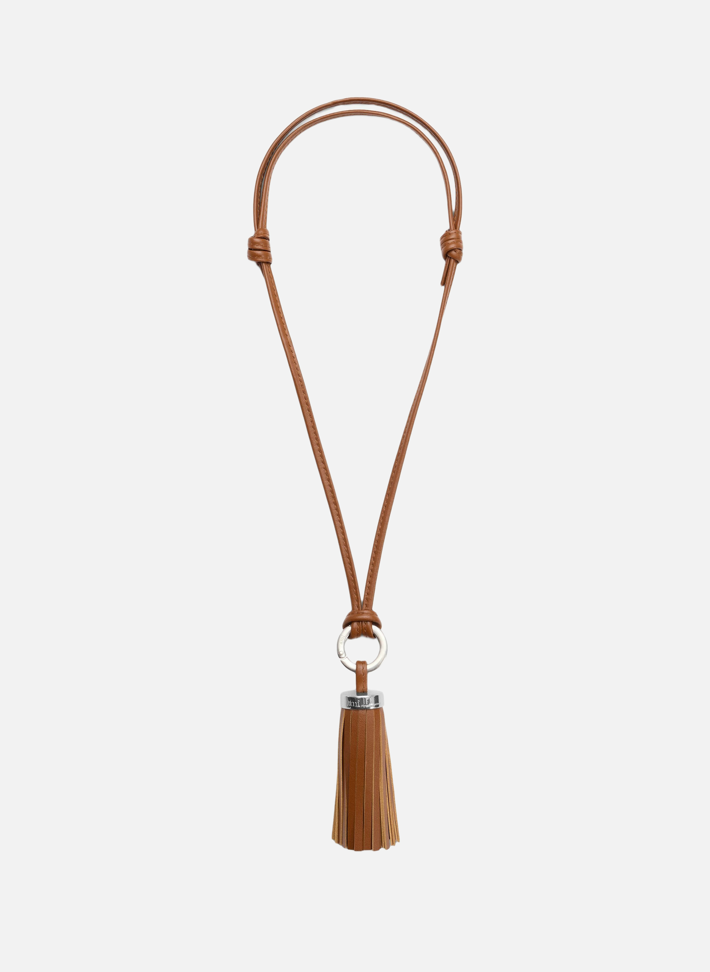 Porte clés pompon ami en cuir lisse unisexe AMI PARIS Marron
