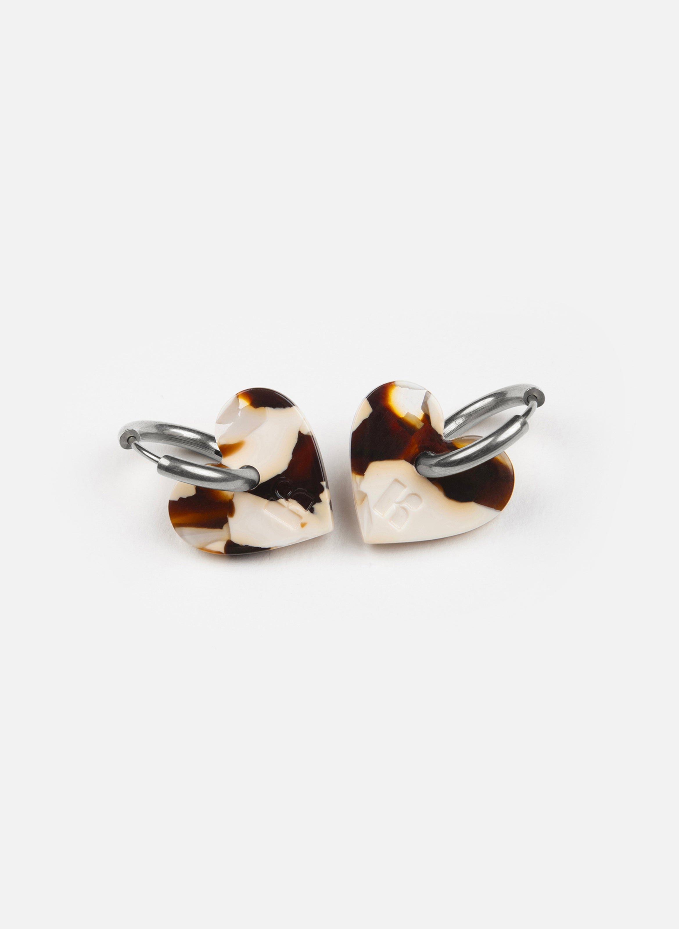 Boucles d'oreilles lova lova avec anneaux en acier inoxydable argenté KURAGE GINZA Marron