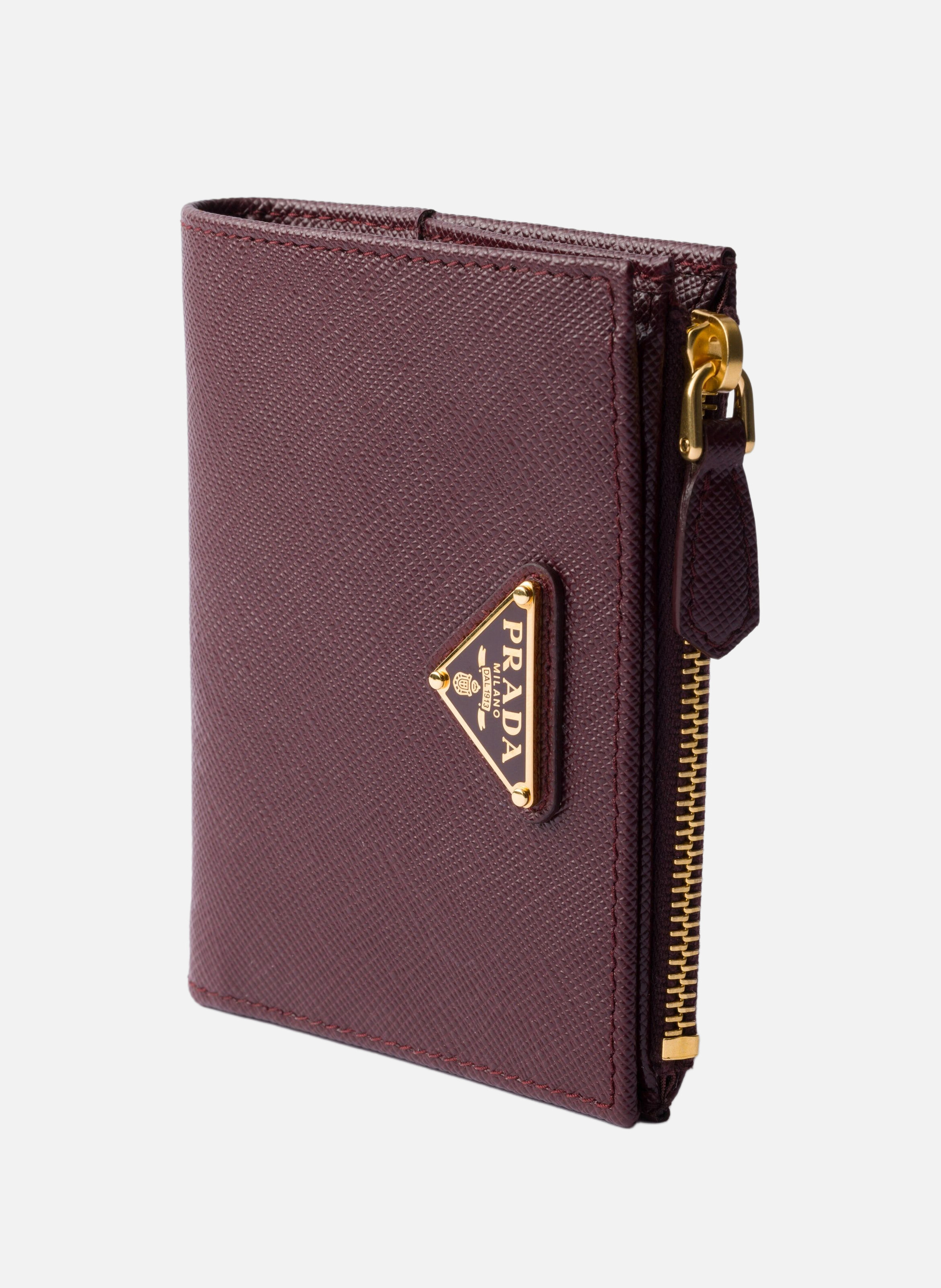 Petit portefeuille en cuir saffiano PRADA Rouge