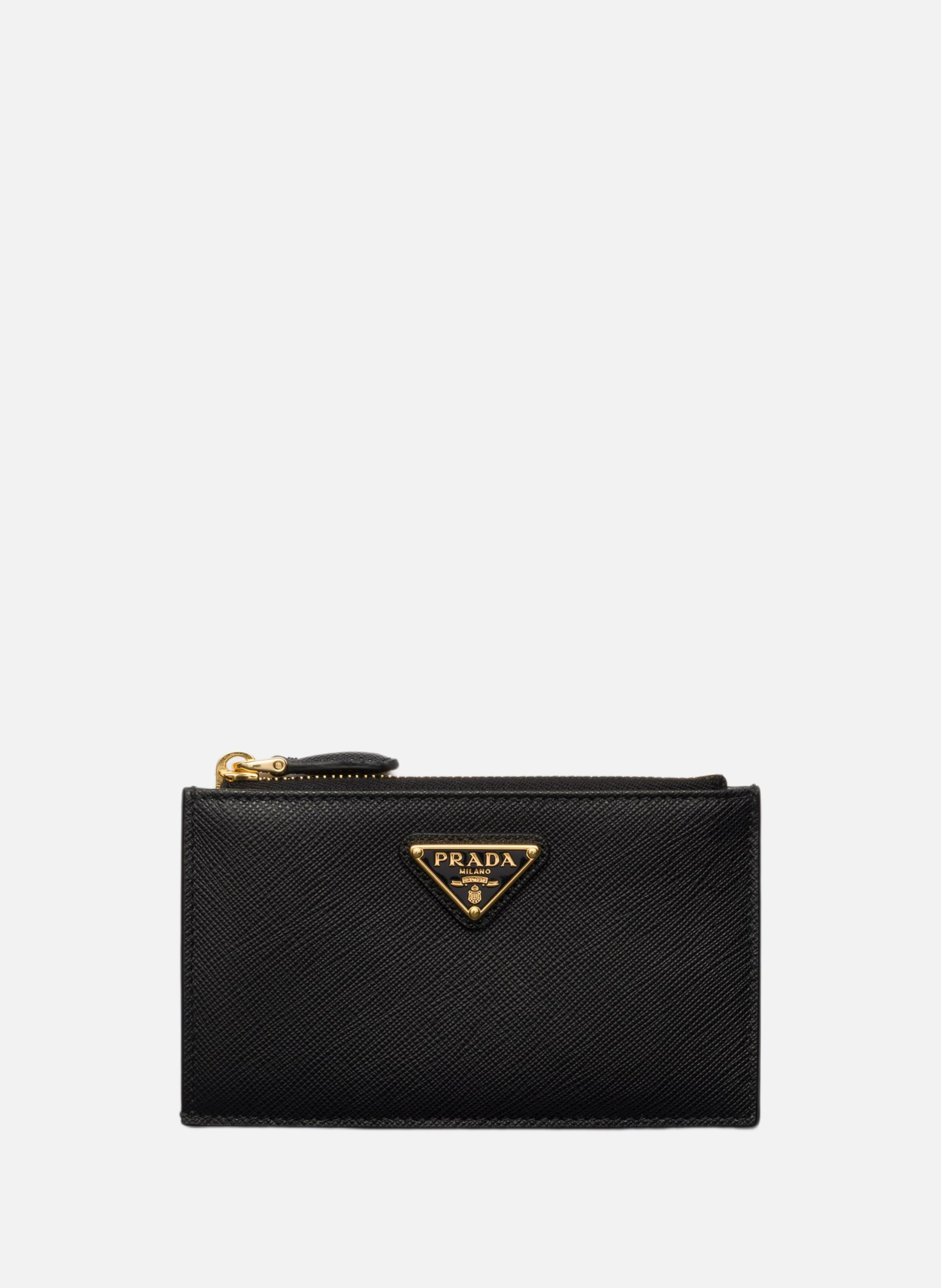 Porte-cartes en cuir saffiano imprimé PRADA Noir