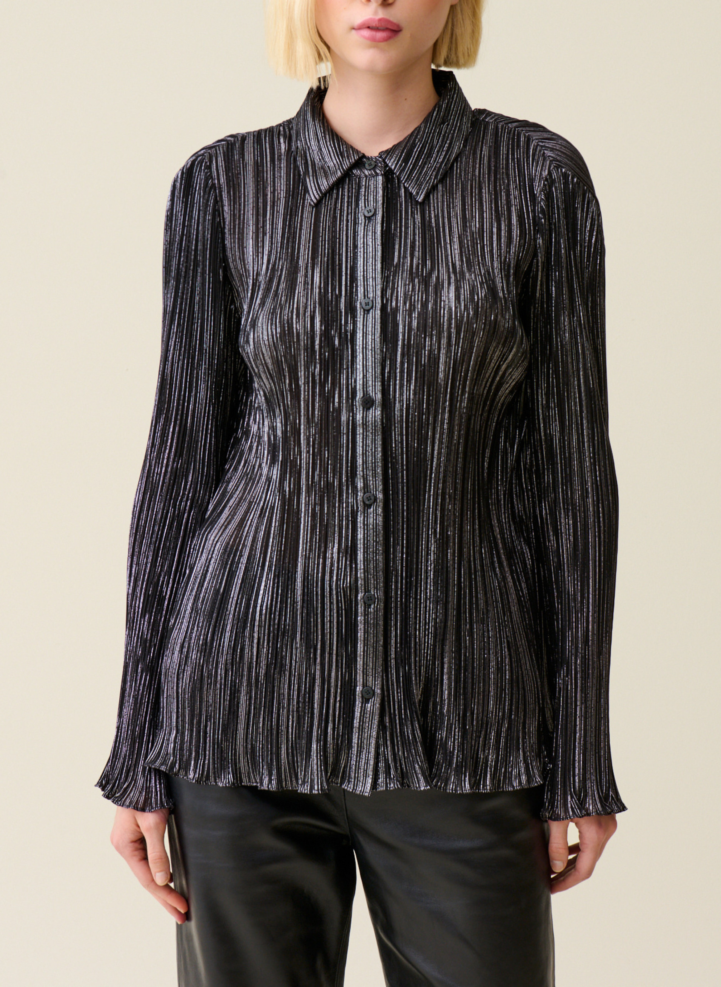 Chemise col classique plissée CLAUDIE PIERLOT Noir