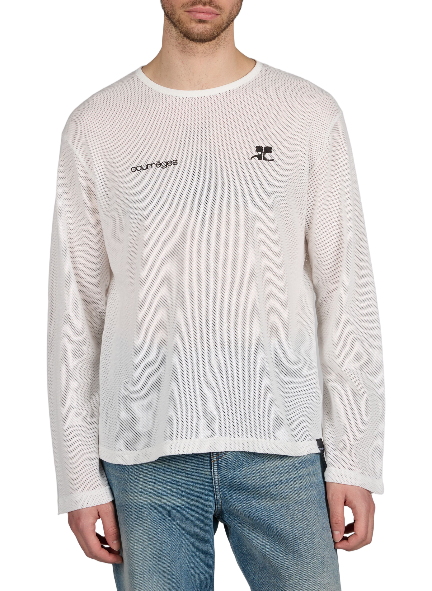 Mesh round neck sweater COURRÈGES White