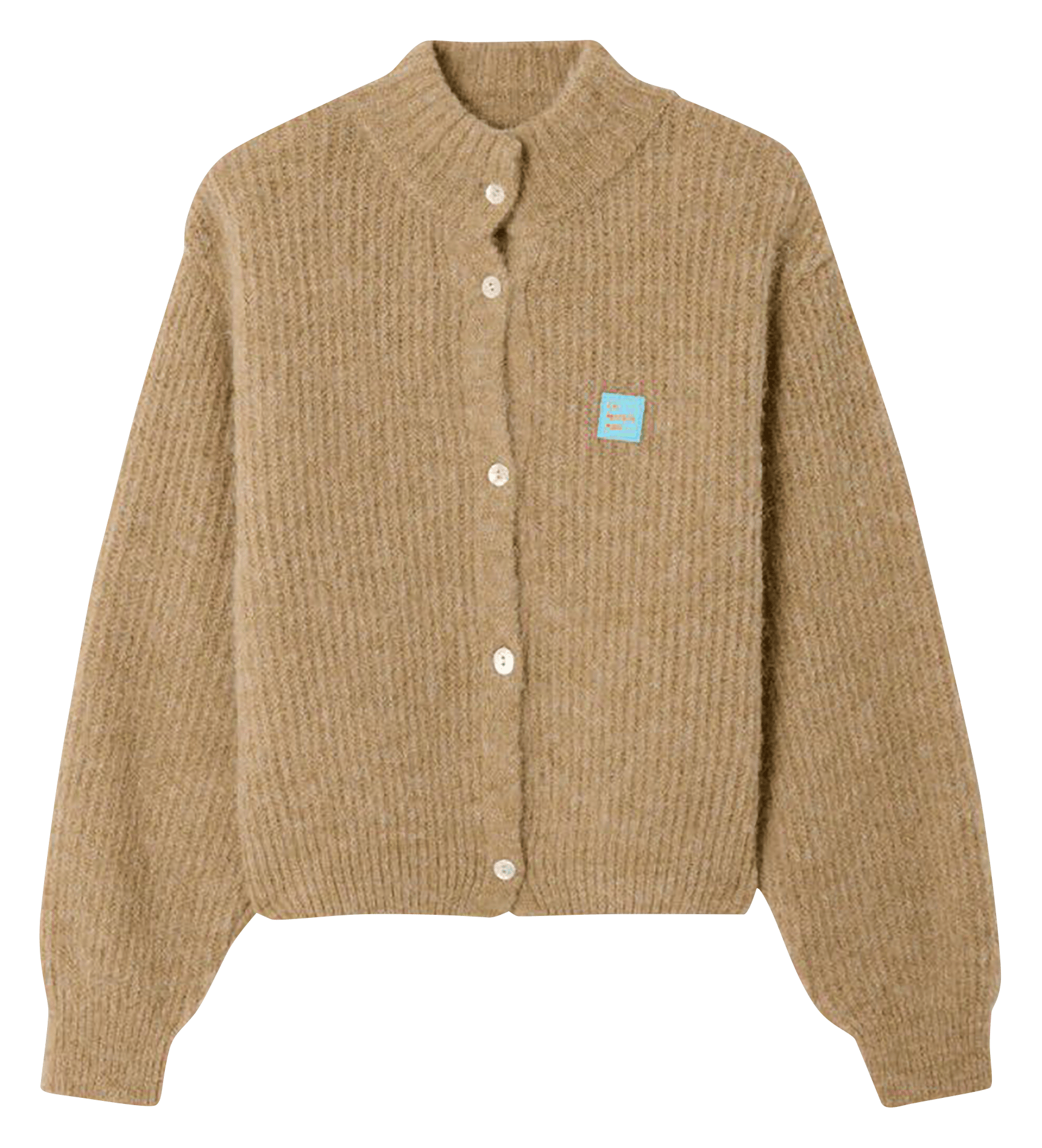 Gilet oversize col montant en maille east AMERICAN VINTAGE Beige