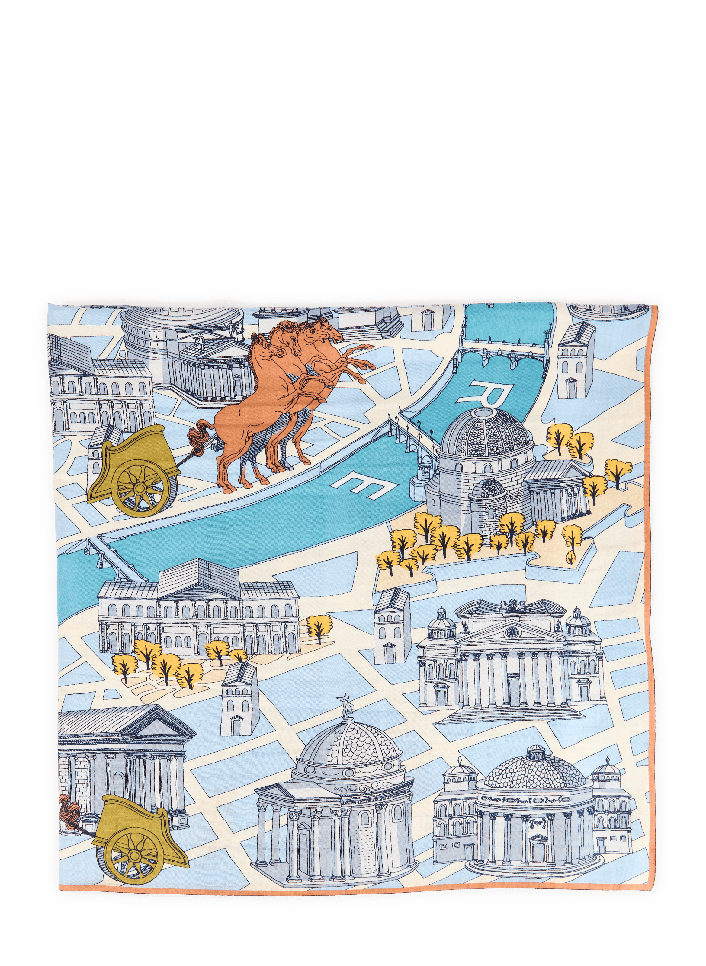 Printed silk and cotton blend scarf INOUI EDITIONS Grey