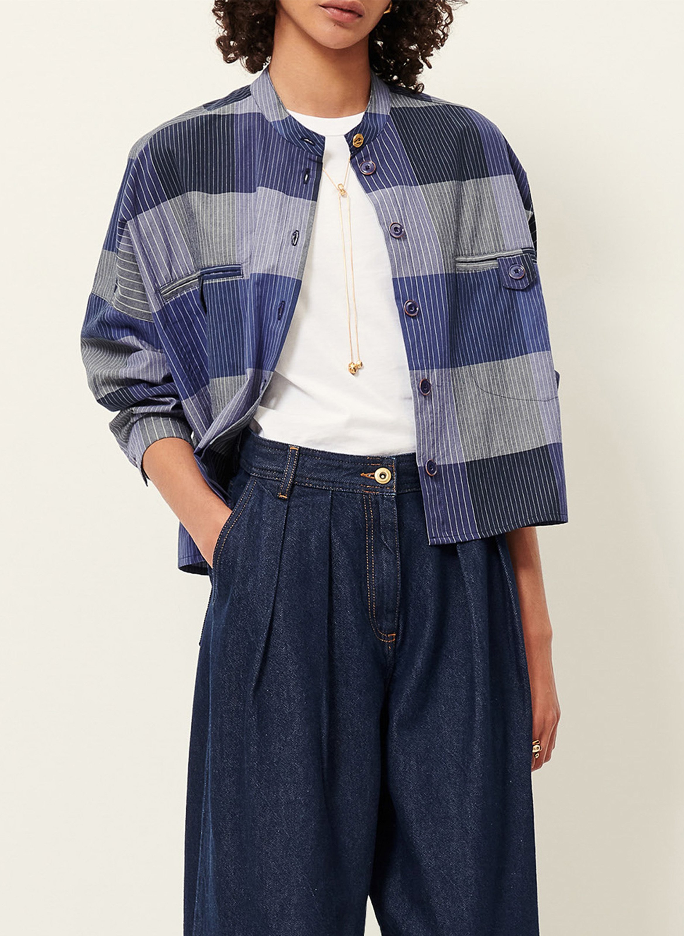 Chemise oversize col mao orregia SESSUN Bleu