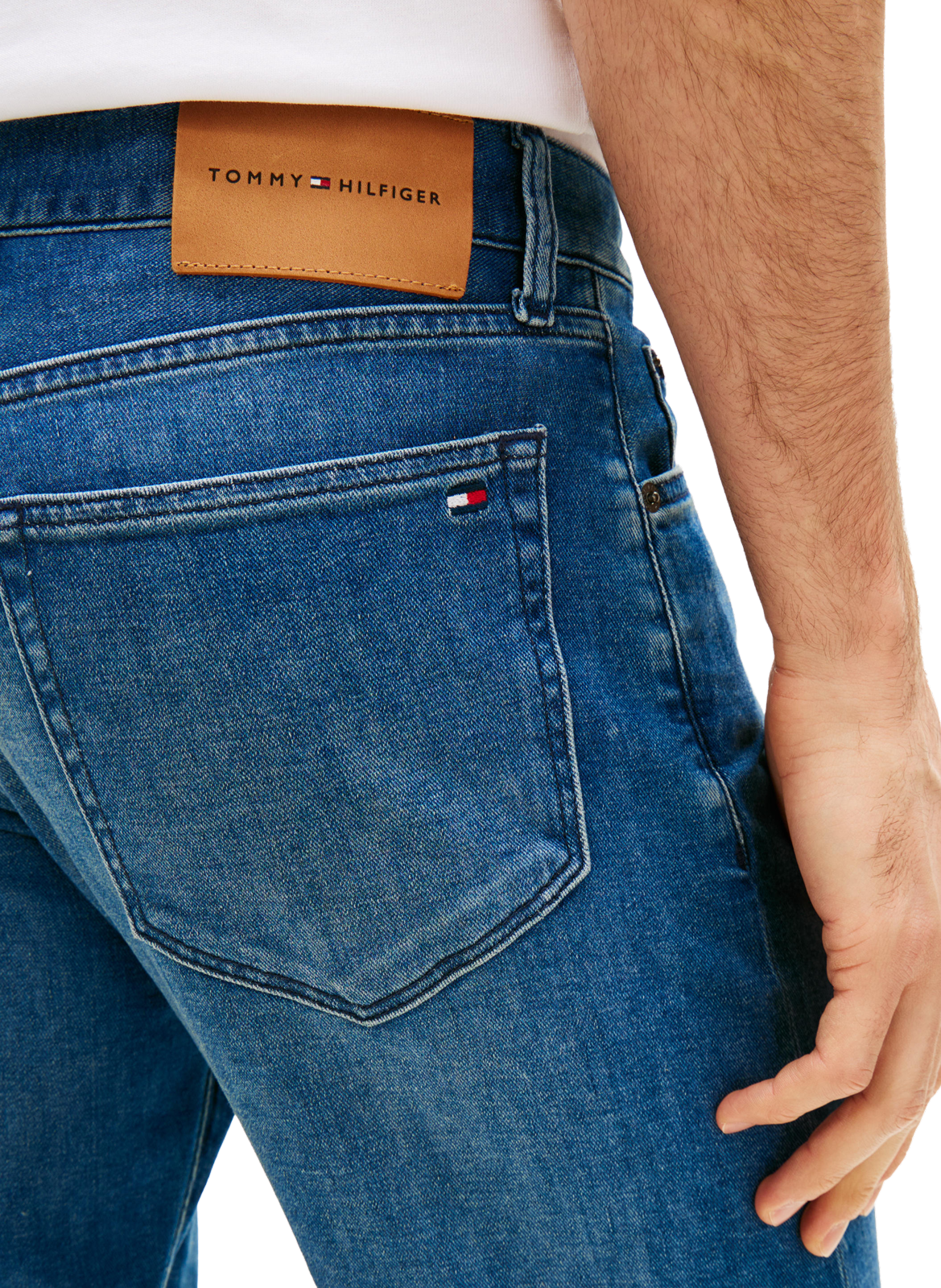 Jean slim droit Denton en coton mélangé TOMMY HILFIGER Bleu