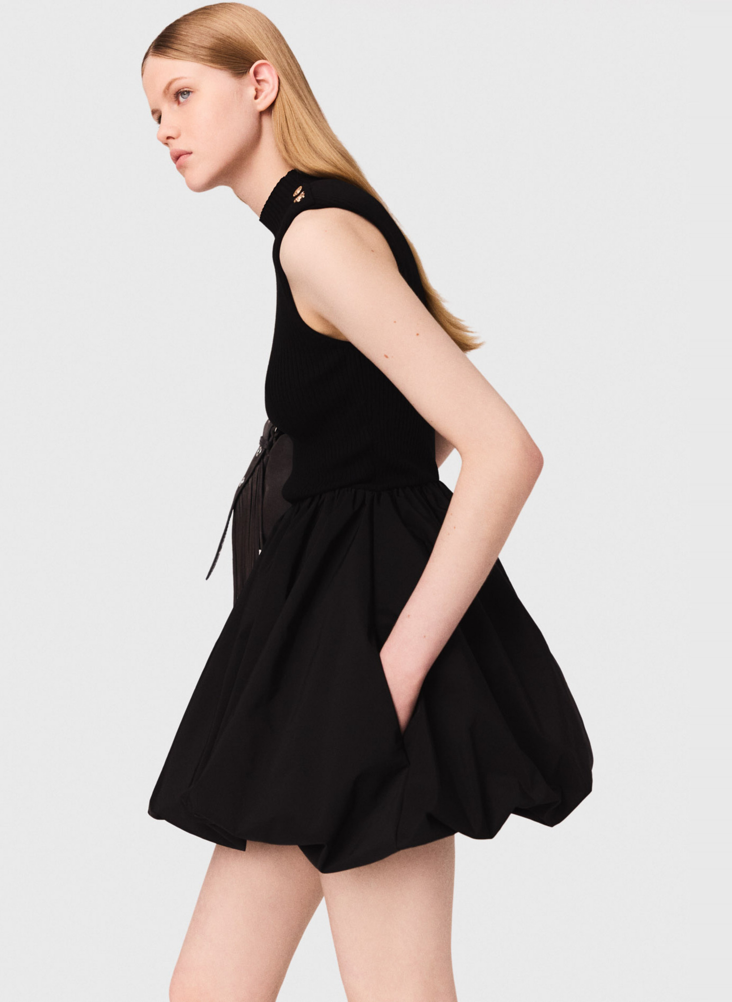 Robe courte à col montant MAJE Noir