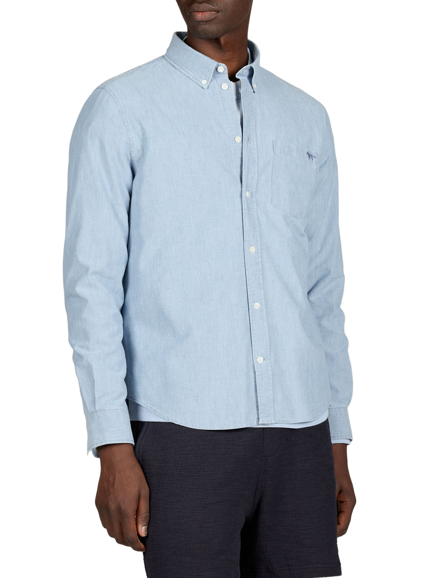 Fox straight cotton shirt MAISON KITSUNÉ Blue