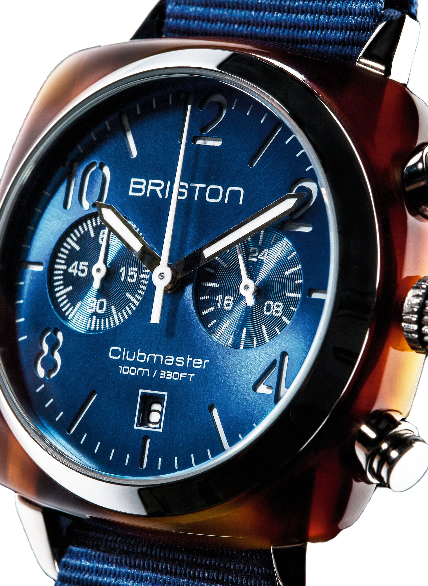 Montre Clubmaster Classic Chrono en nylon BRISTON Bleu