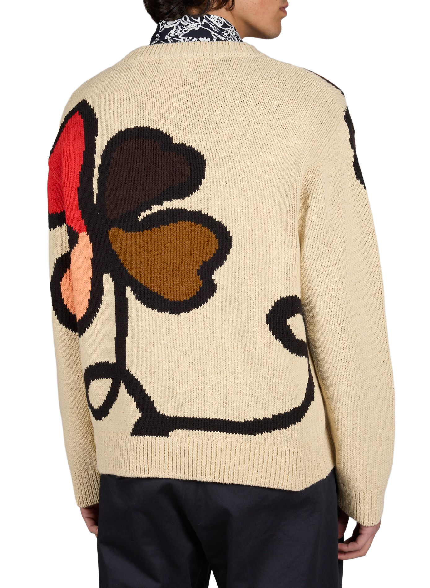 Pull ample col rond jacquard en coton bio NN.07 Beige