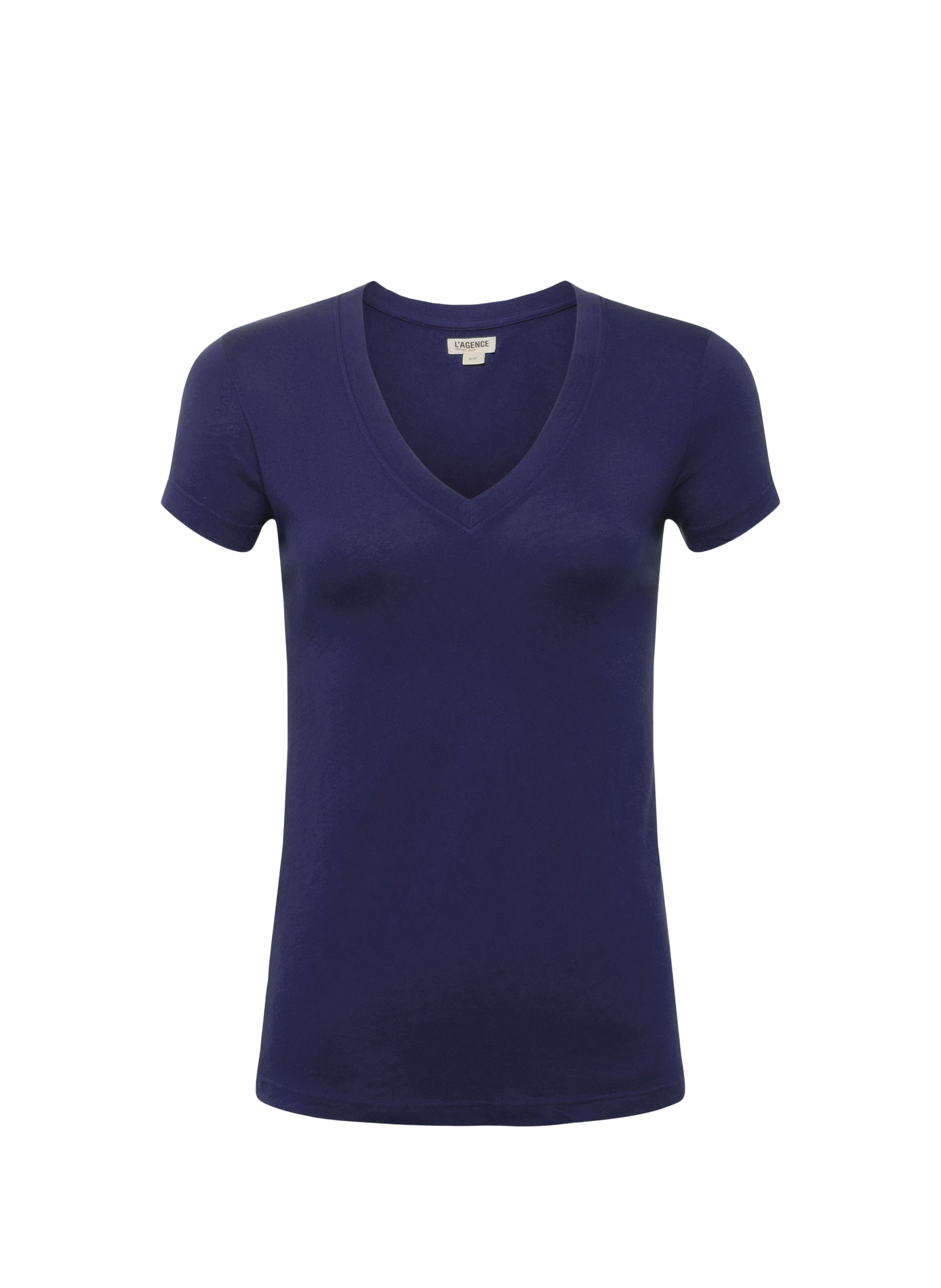 Short-sleeved V-neck cotton T-shirt L'AGENCE Blue