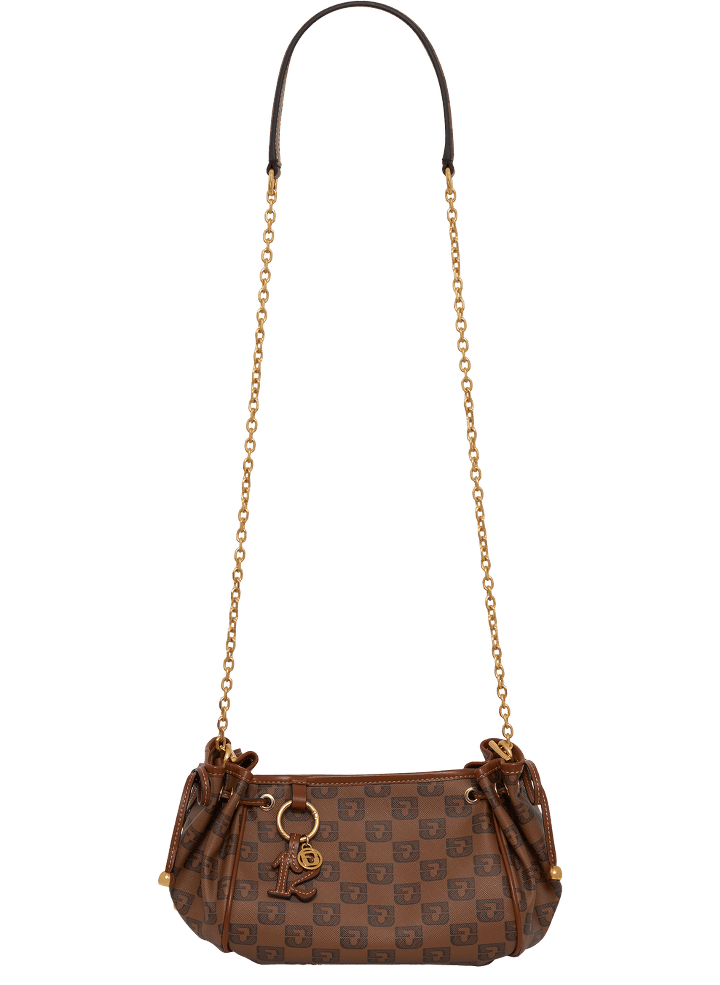 Sac en toile enduite monogrammée et cuir - le mini 24 GERARD DAREL Marron