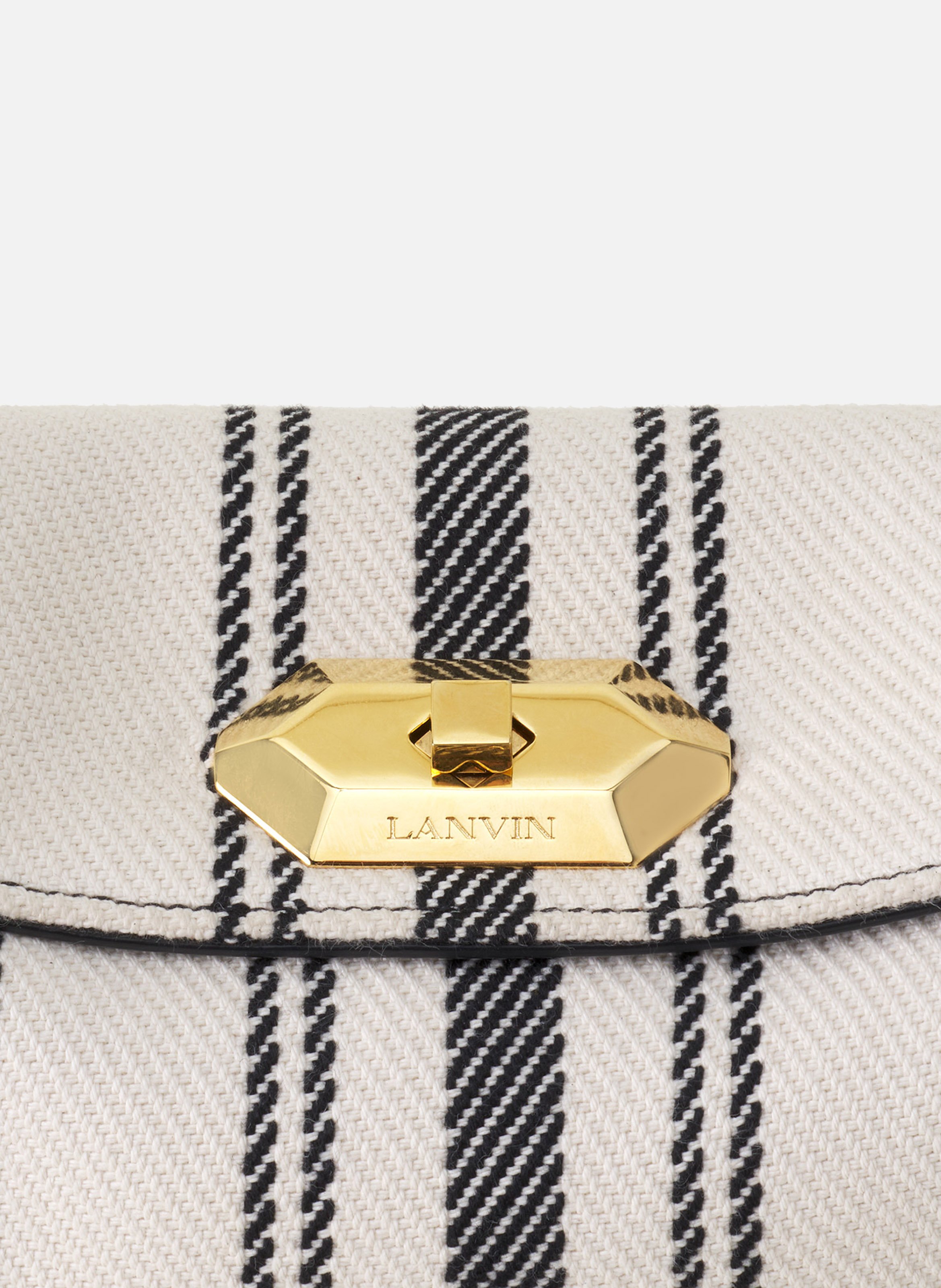 Sac compagnon en toile rayée LANVIN Gris