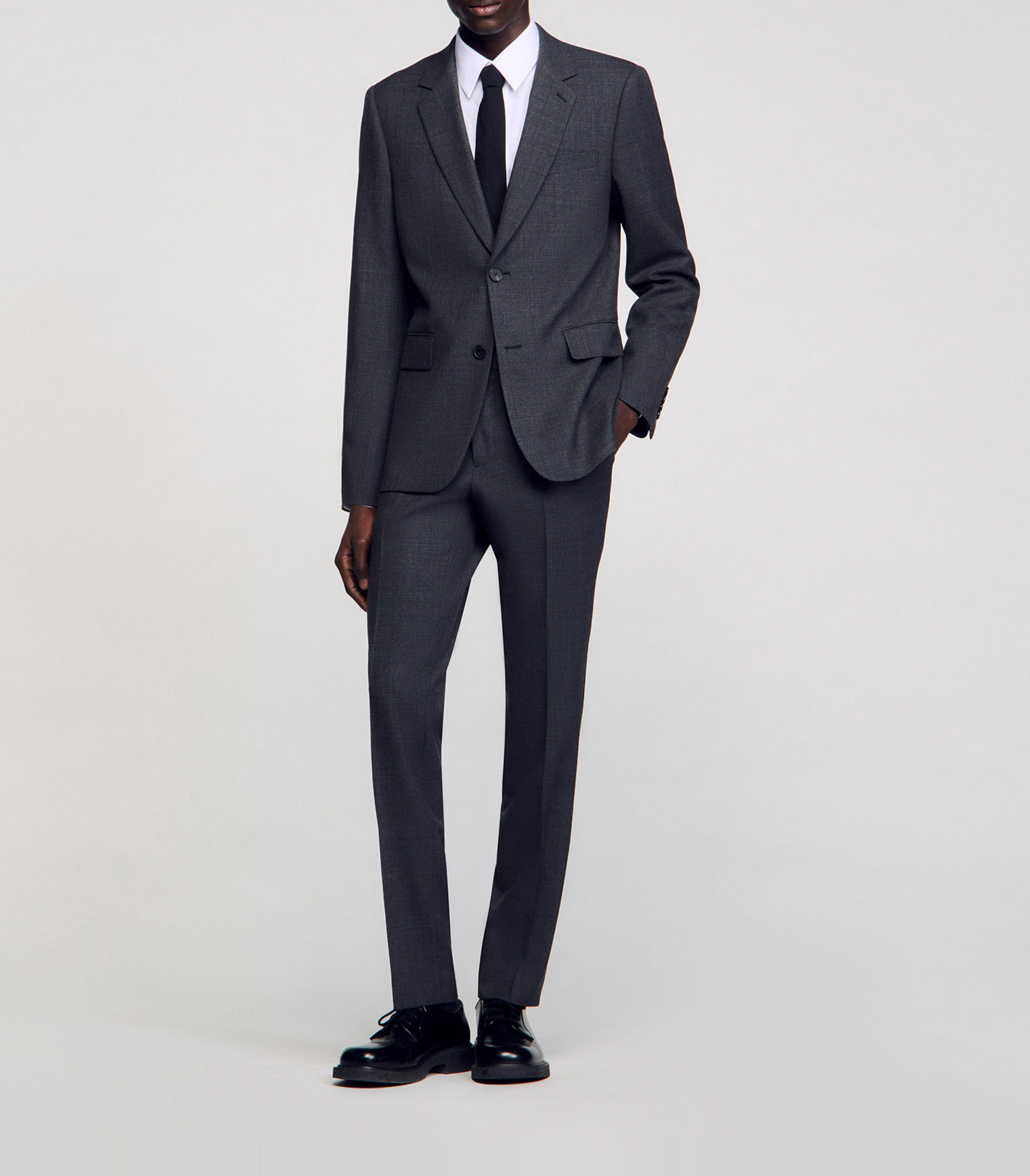 Veste col tailleur en laine SANDRO Gris
