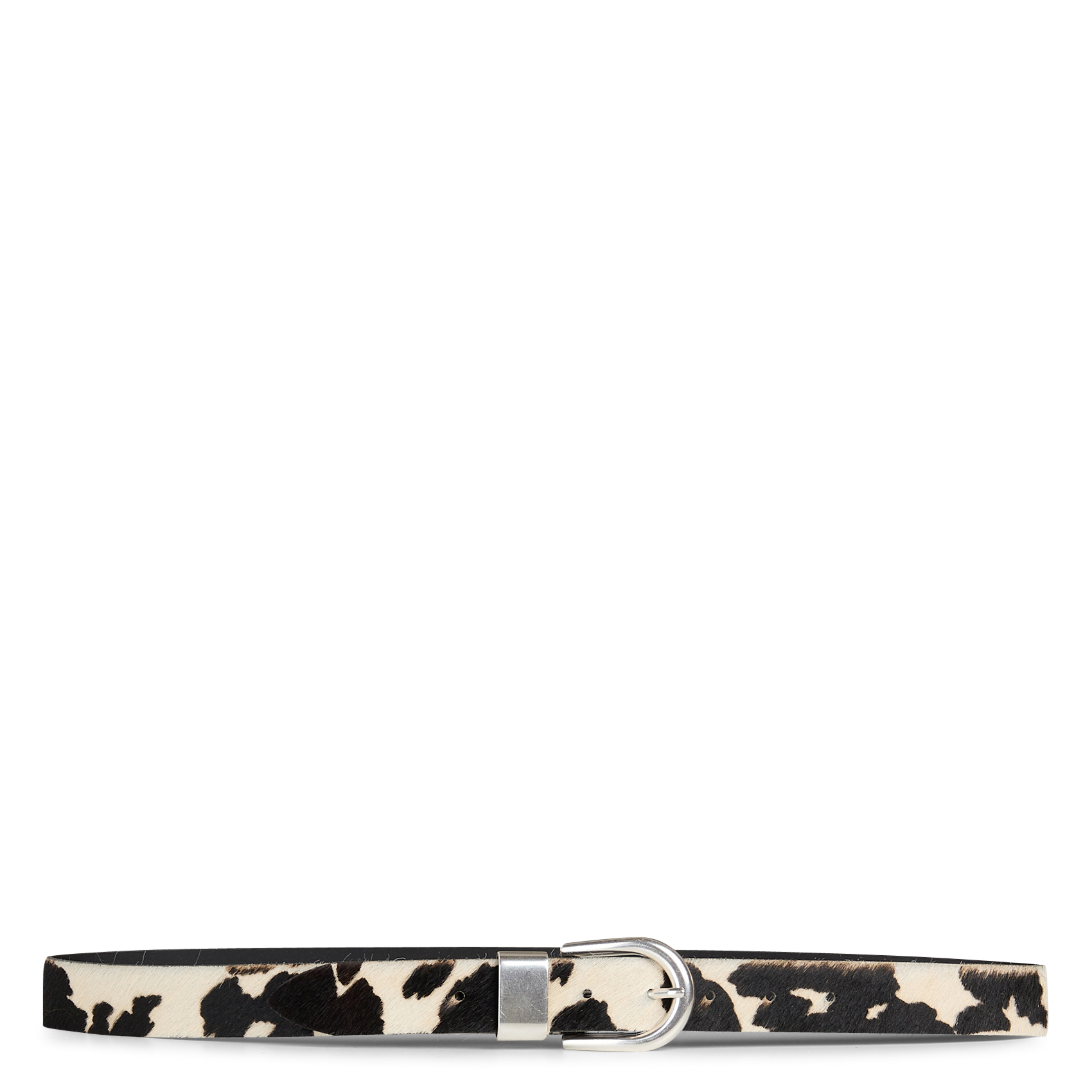 Ceinture vache en cuir effet poulain IKKS Blanc