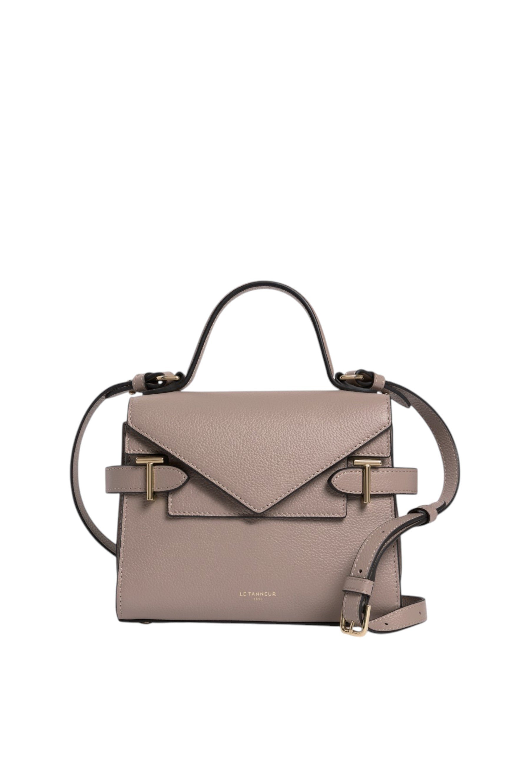 Petit sac à main double rabat emilie en cuir grainé LE TANNEUR Gris