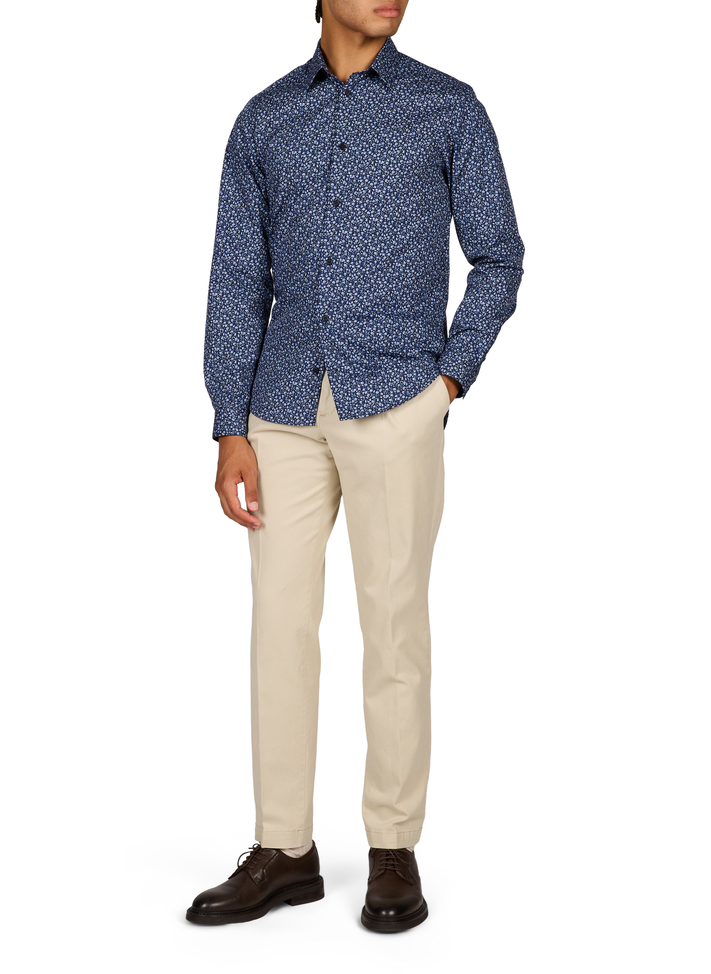 Slim-fit cotton shirt AU PRINTEMPS PARIS Blue