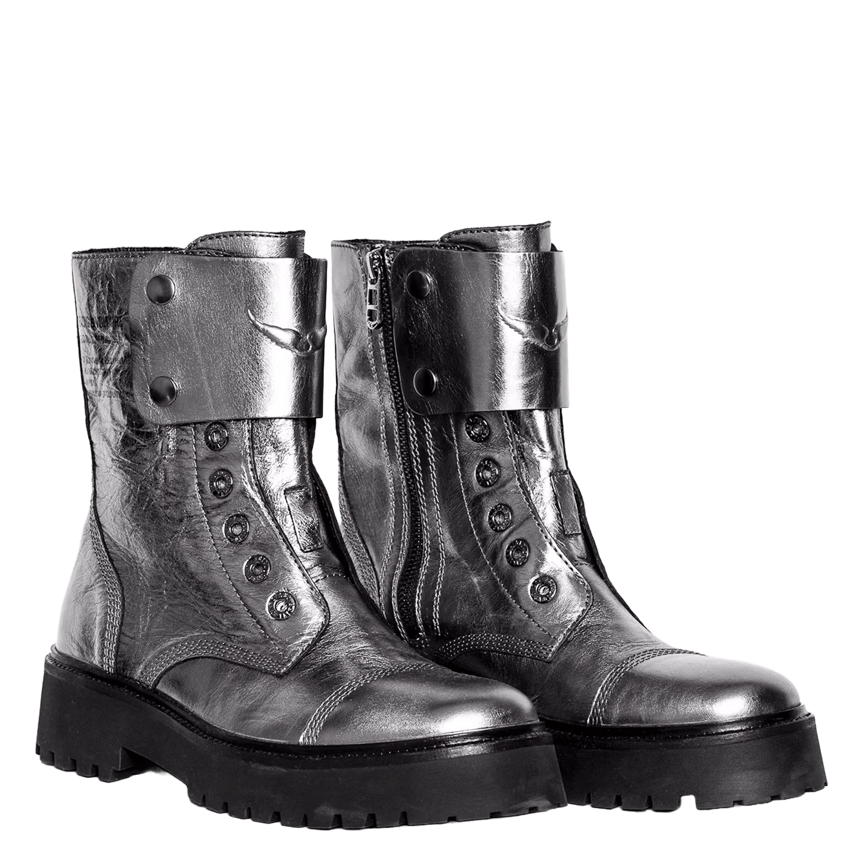 Metallic leather zip-up ranger boots Joe ZADIG&VOLTAIRE Grijs