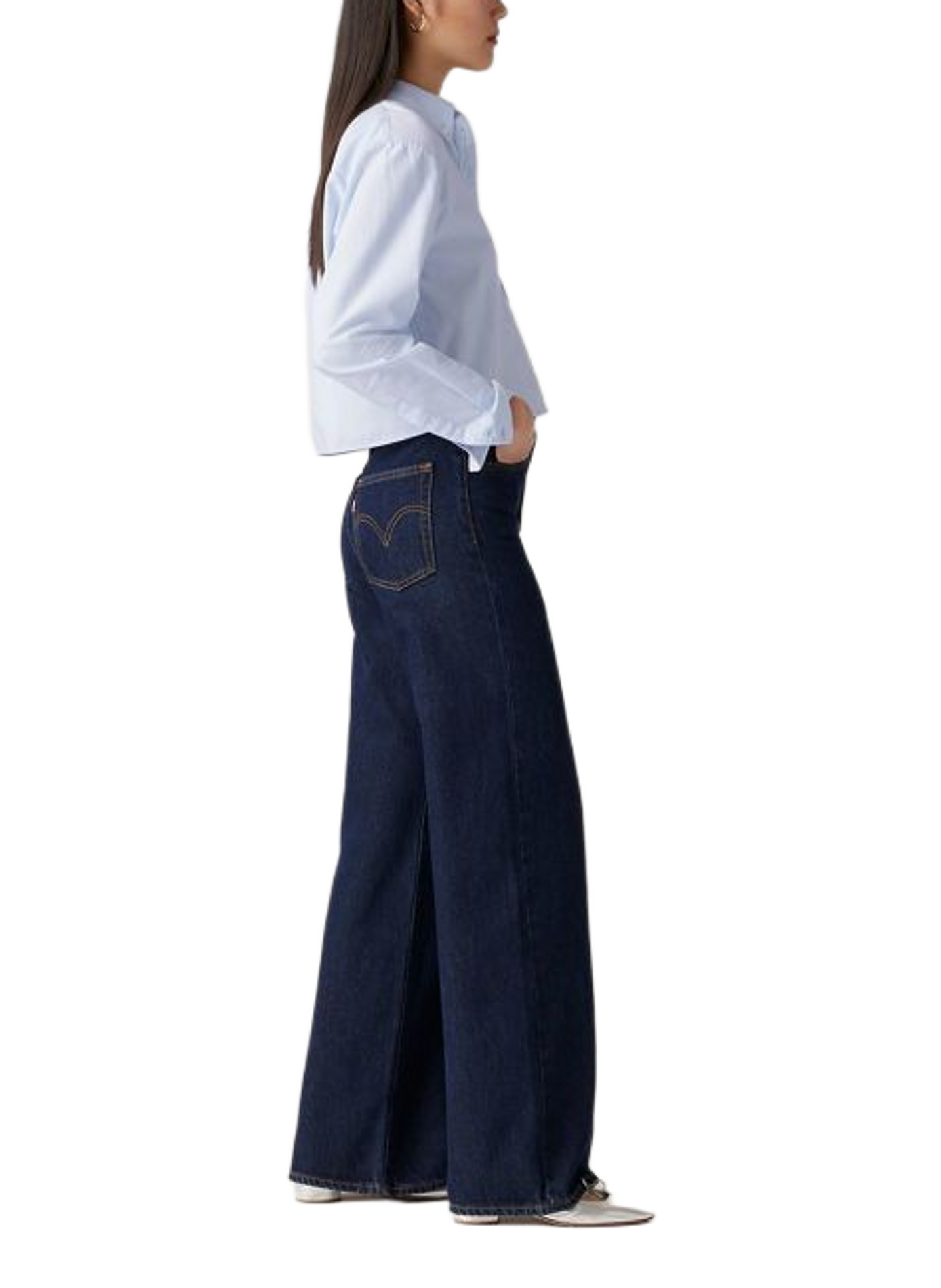 Ribcage Wijde Pijp Jeans van Katoen LEVI'S Blauw