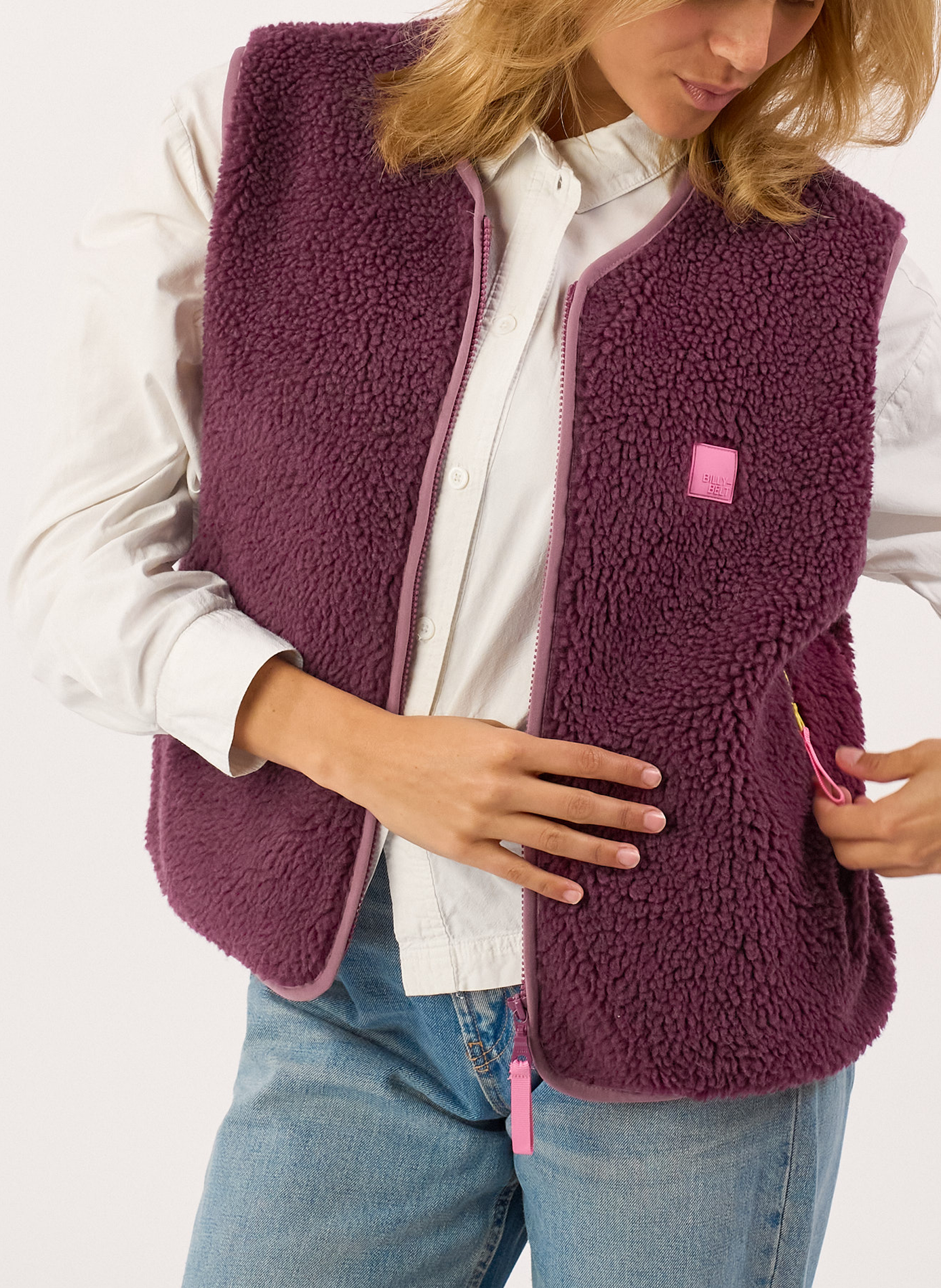 Veste sherpa zippée sans manches | Violet BILLYBELT Femme