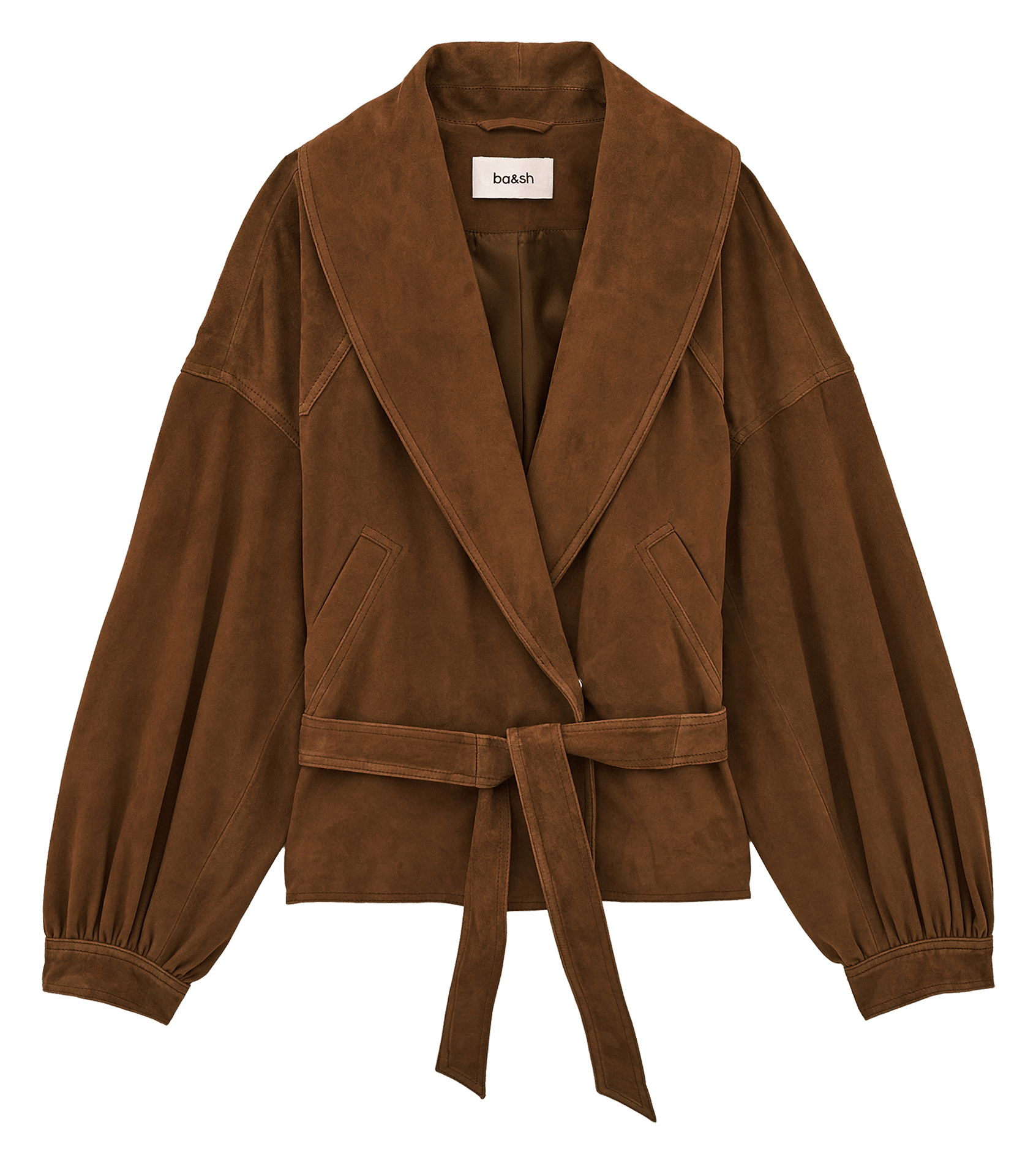 Veste ceinturée en cuir manon BA&SH Marron