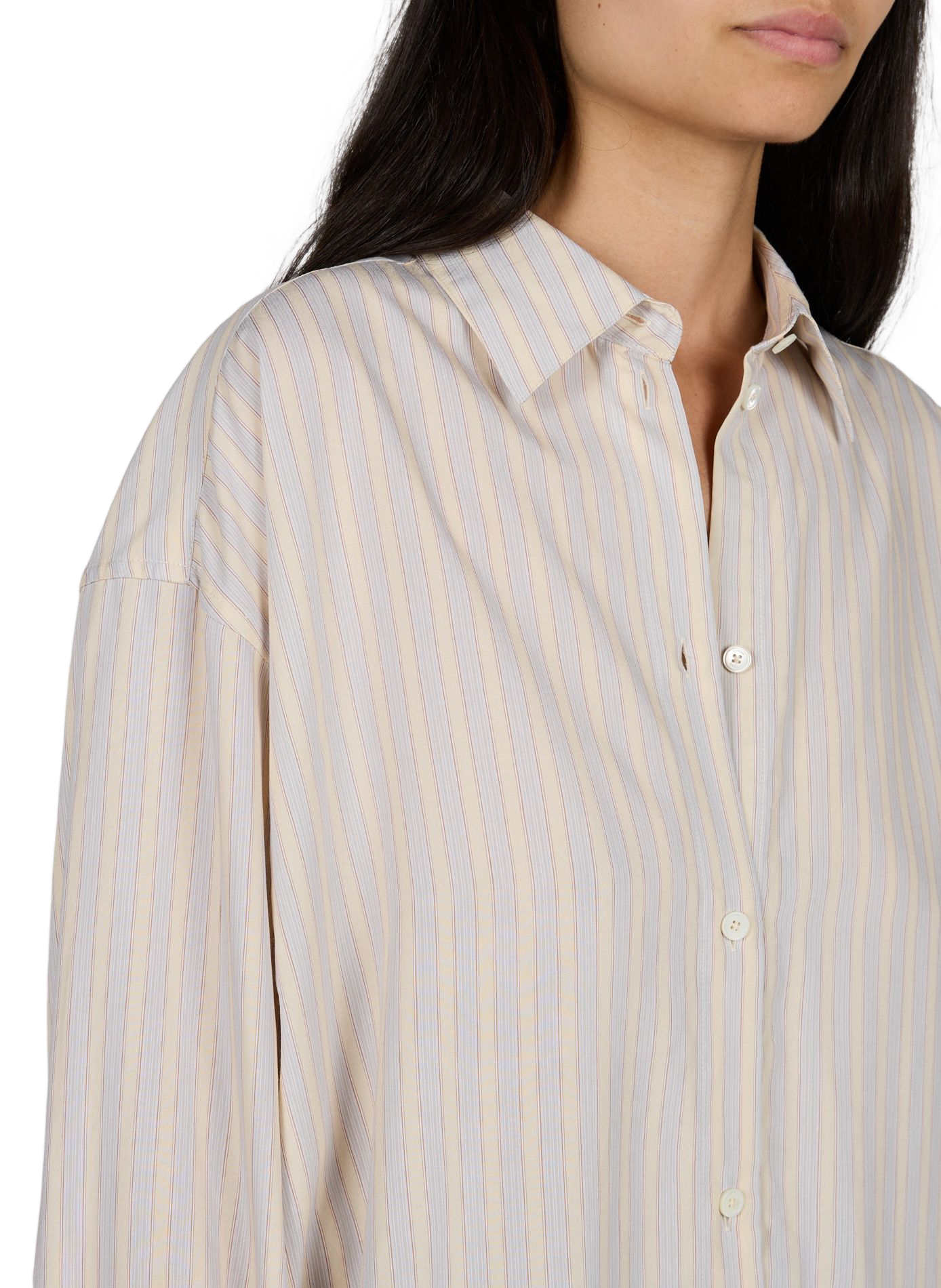 Oversize gestreiftes Hemd TOTEME Beige