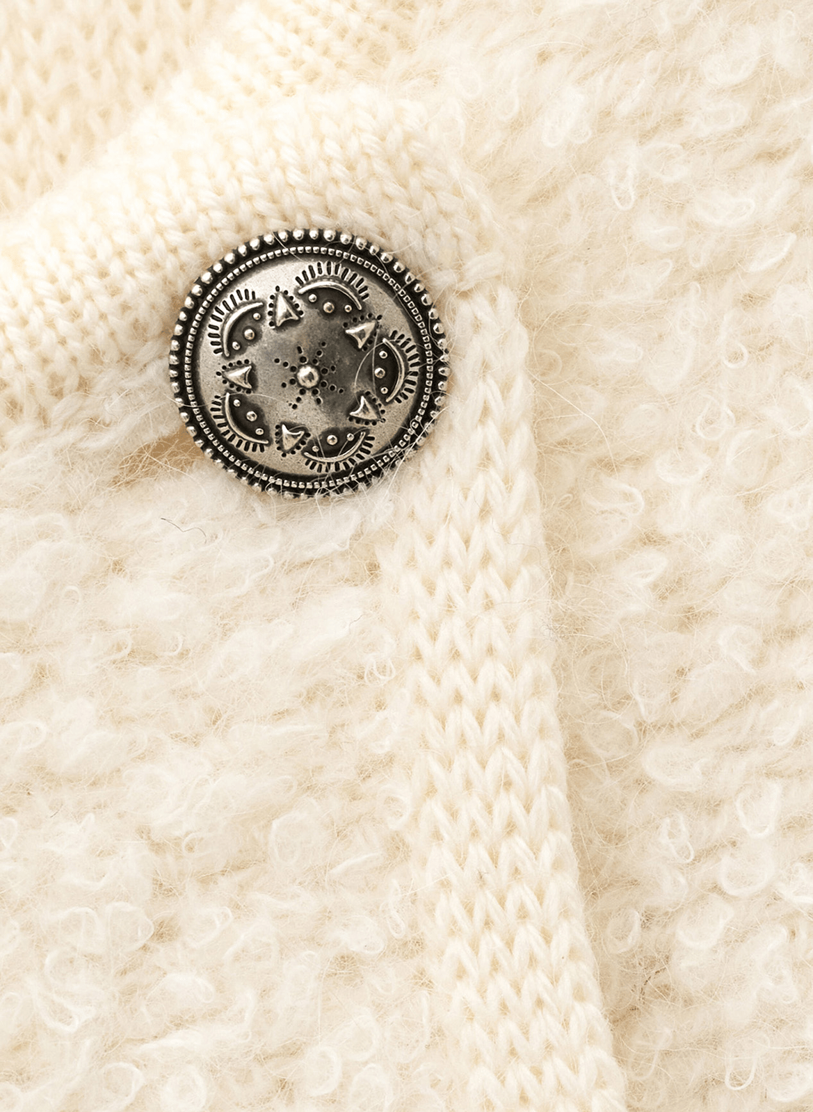 Rechte cardigan met ronde hals in gemengde wol fida BA&SH Beige