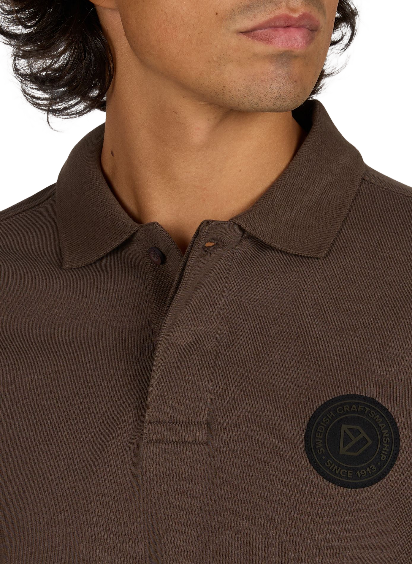 Straight cotton-blend polo shirt DIDRIKSONS Brown