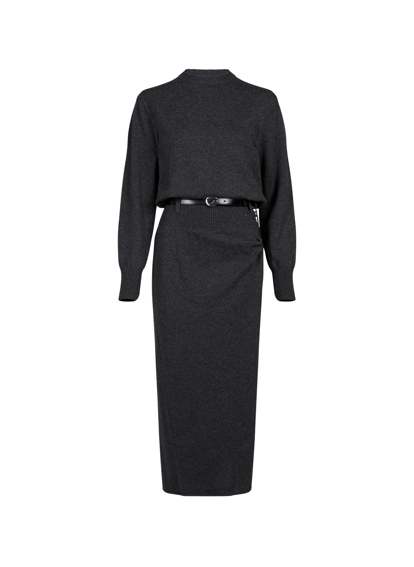 Long belted dress with cashmere and wool slit COPERNI Grey