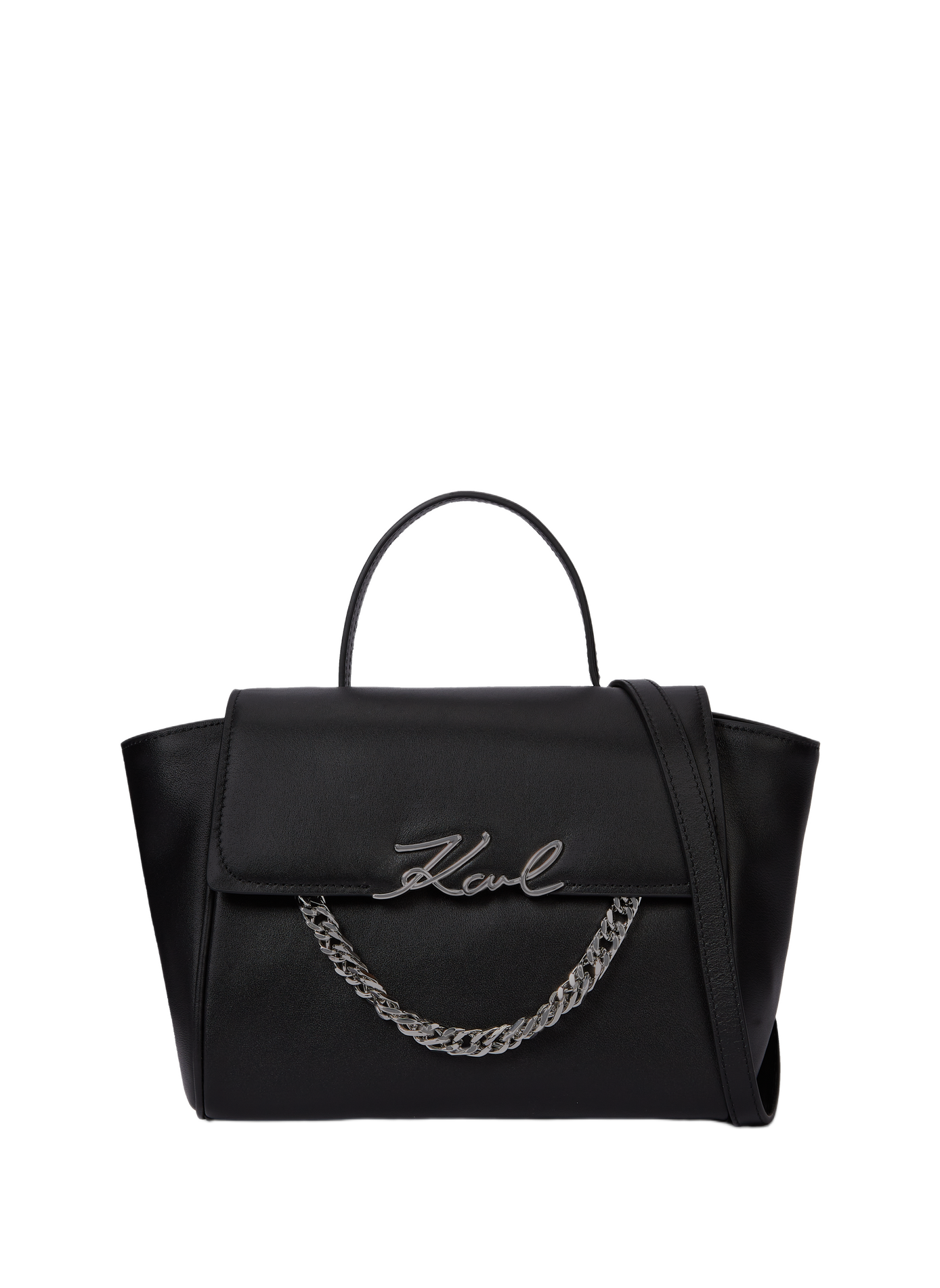 K/Signature mixed leather handbag KARL LAGERFELD Black