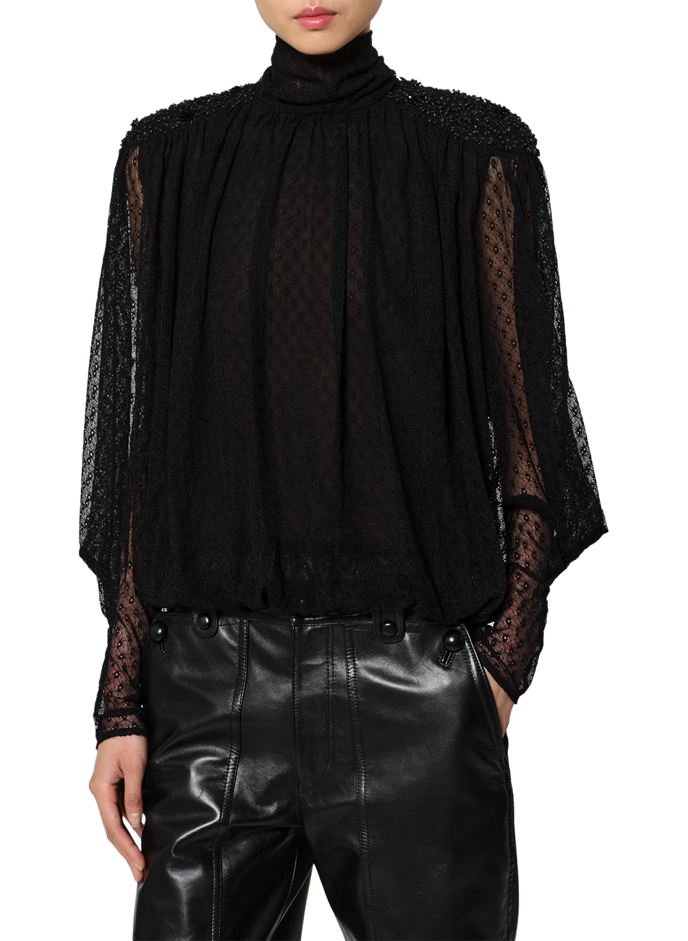 Geborduurde blouse Oeste van plumetis-kant ISABEL MARANT Zwart