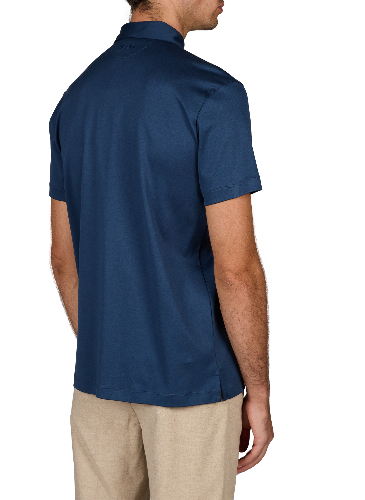 Rechte polo met korte mouwen in effen kleur. AURELIEN Blauw