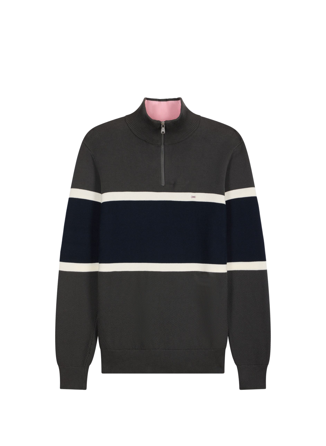 Pull col camionneur rayé en coton EDEN PARK Khaki