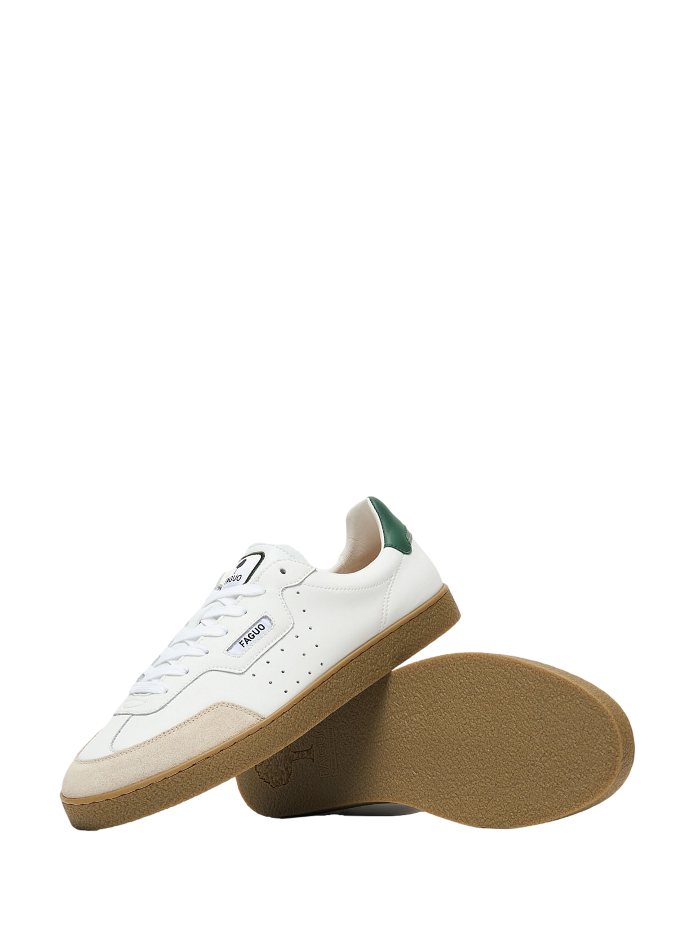 Mixed leather low-top sneakers FAGUO White