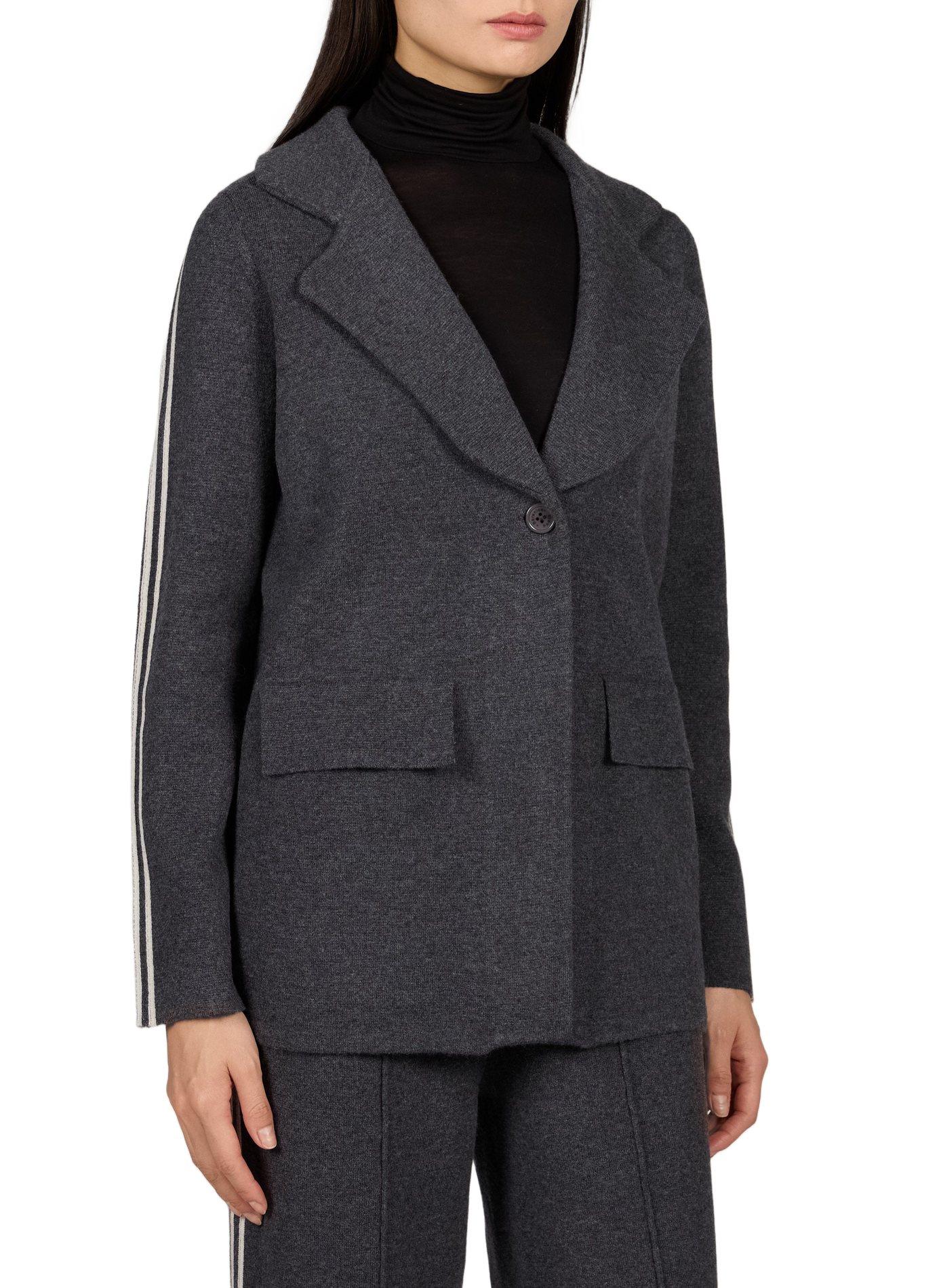 Gerader Blazer aus einfarbiger Wolle BERENICE Grau