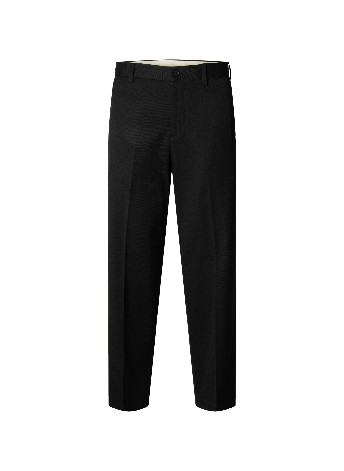 Gerade geschnittene Hose aus Wolle und Baumwolle SELECTED Schwarz
