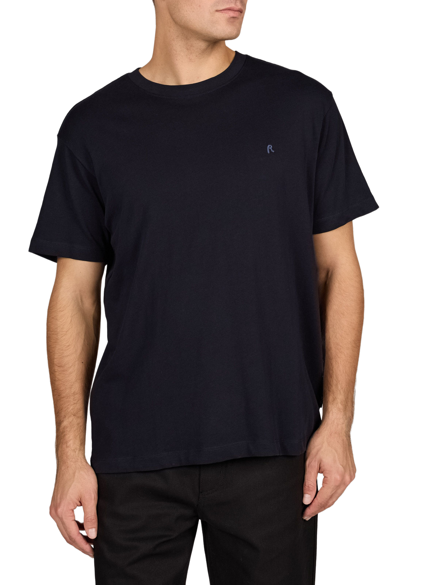Plain T-shirt with embroidered logo in cotton REPLAY Blue