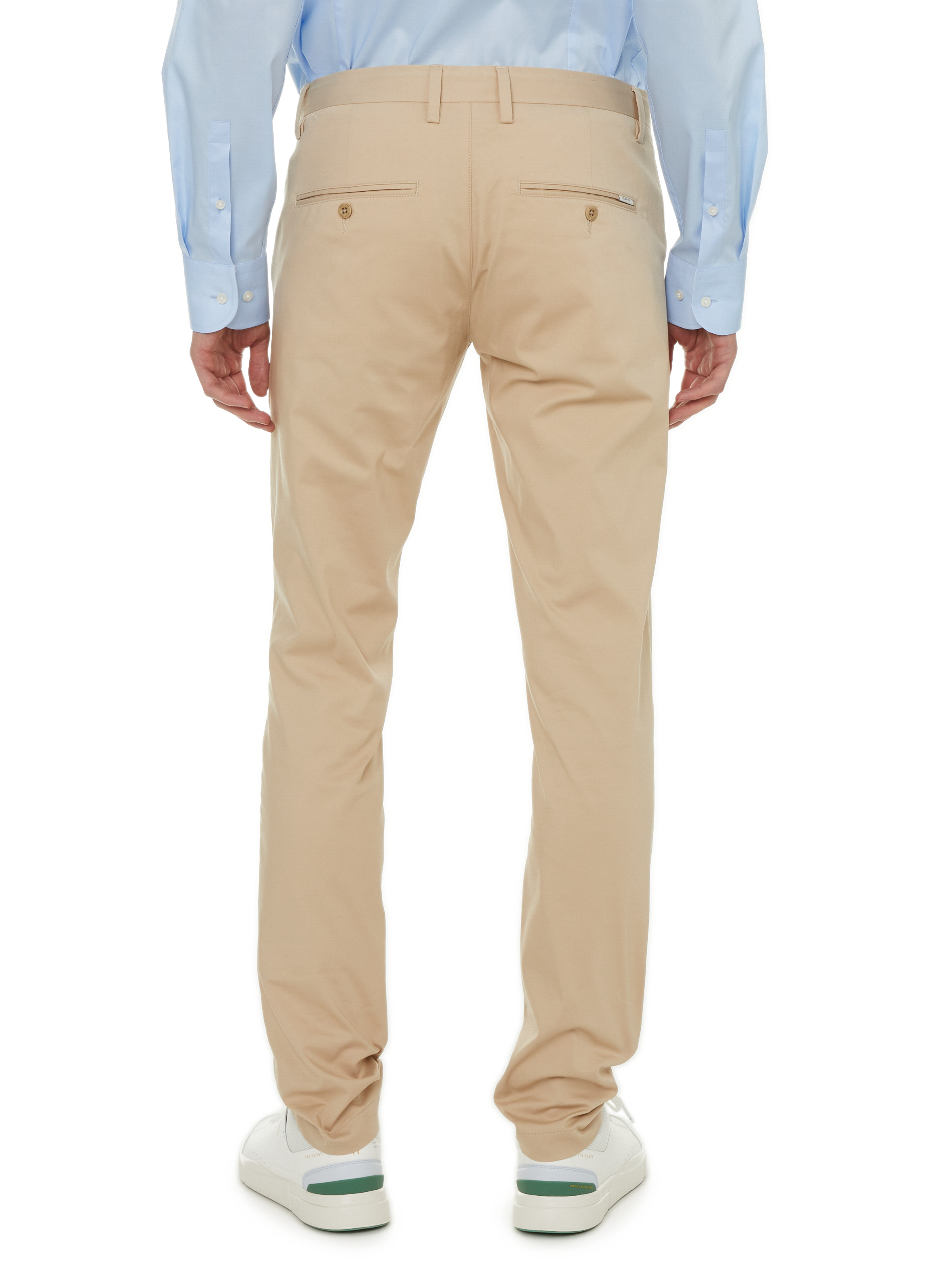 Pantalon droit en coton mélangé Beige