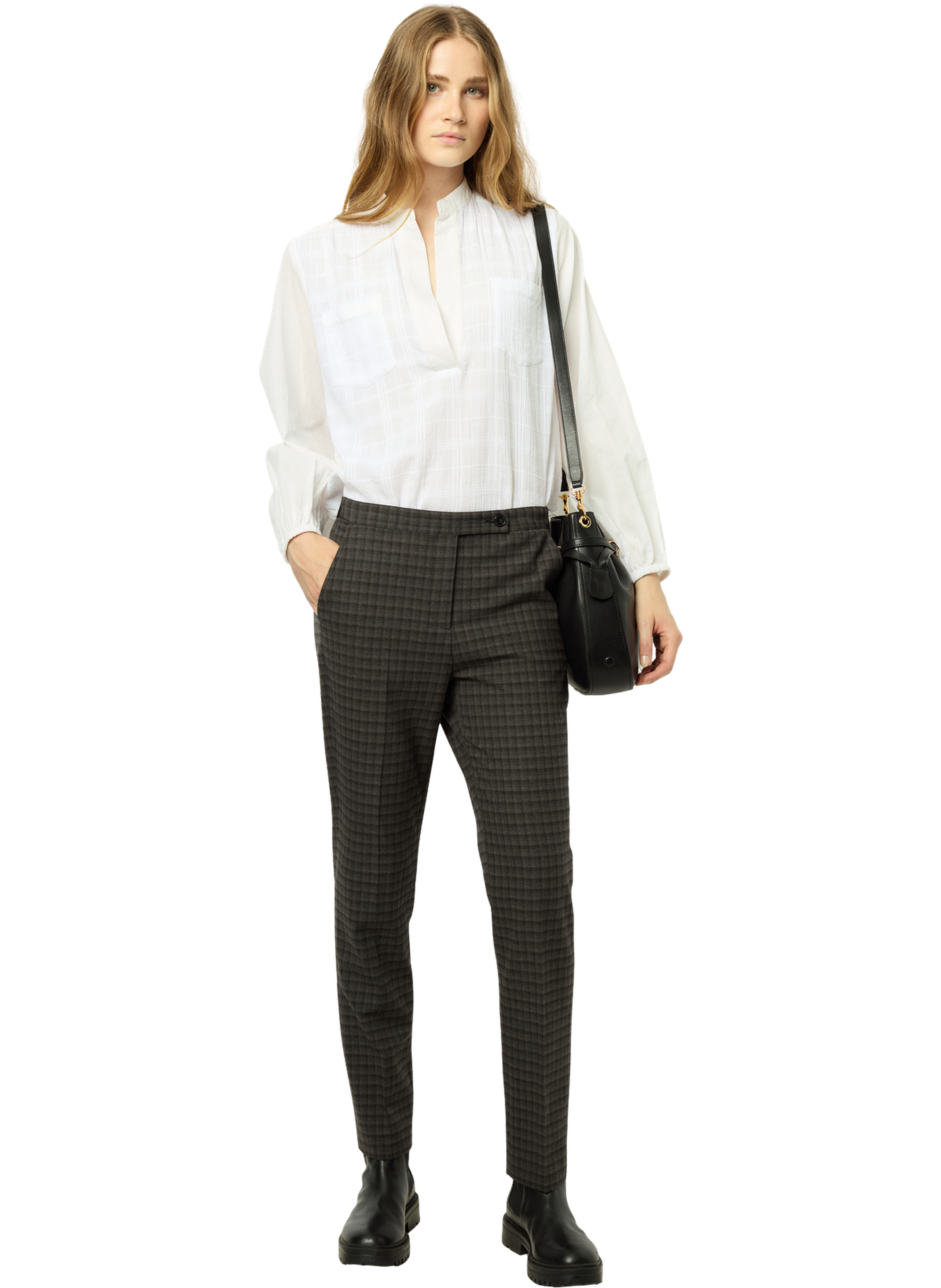 Pantalon ajusté à carreaux - noelie GERARD DAREL Gris