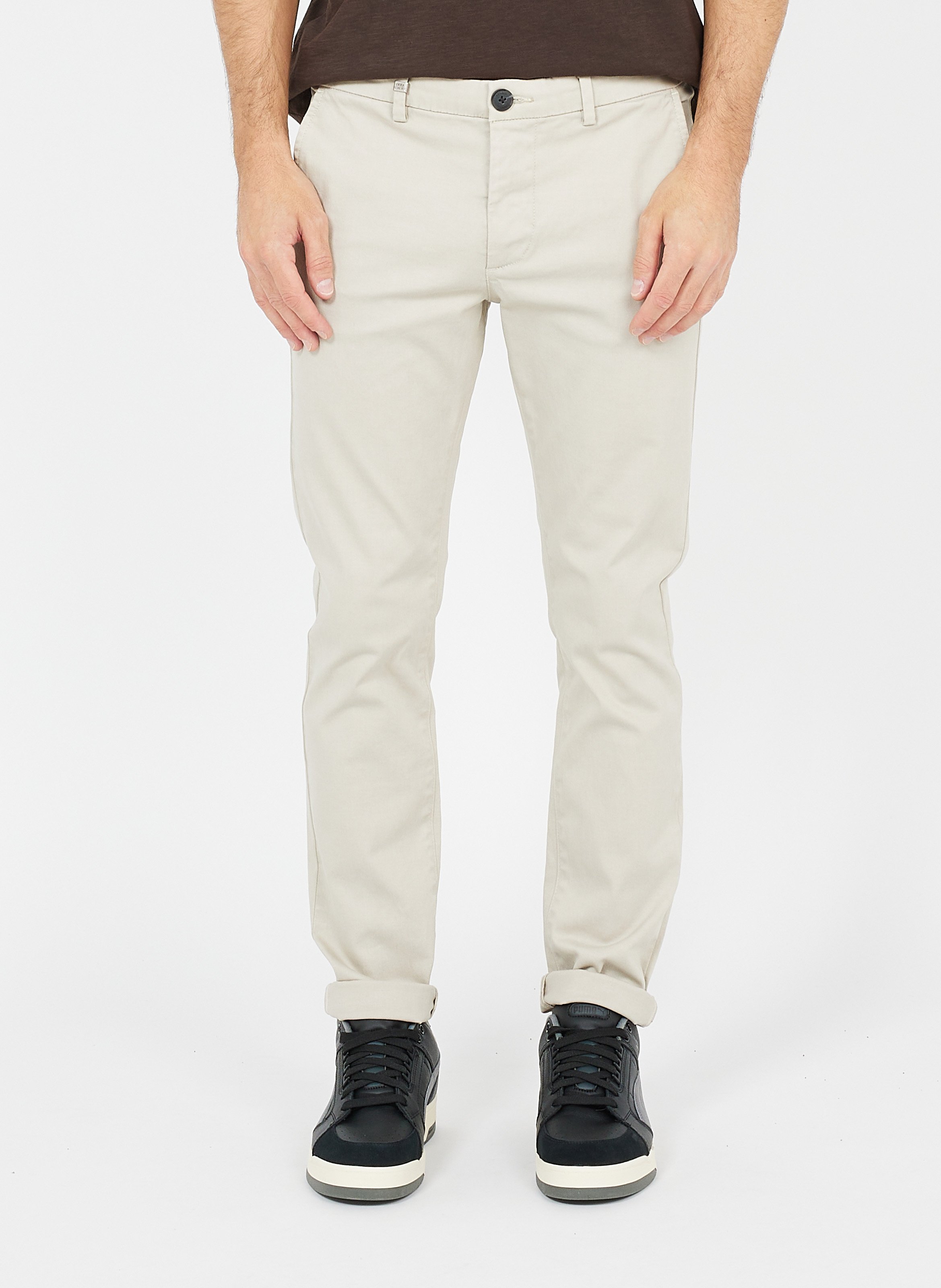 Pantalon chino en coton mélangé IKKS Beige