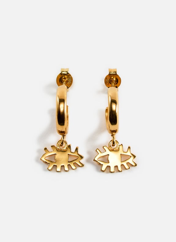 Boucles d'oreille Tiny Eye Mini Hoop Doré by HERMINA ATHENS HERMINA ATHENS Boucles d'oreille Tiny Eye Mini Hoop Doré