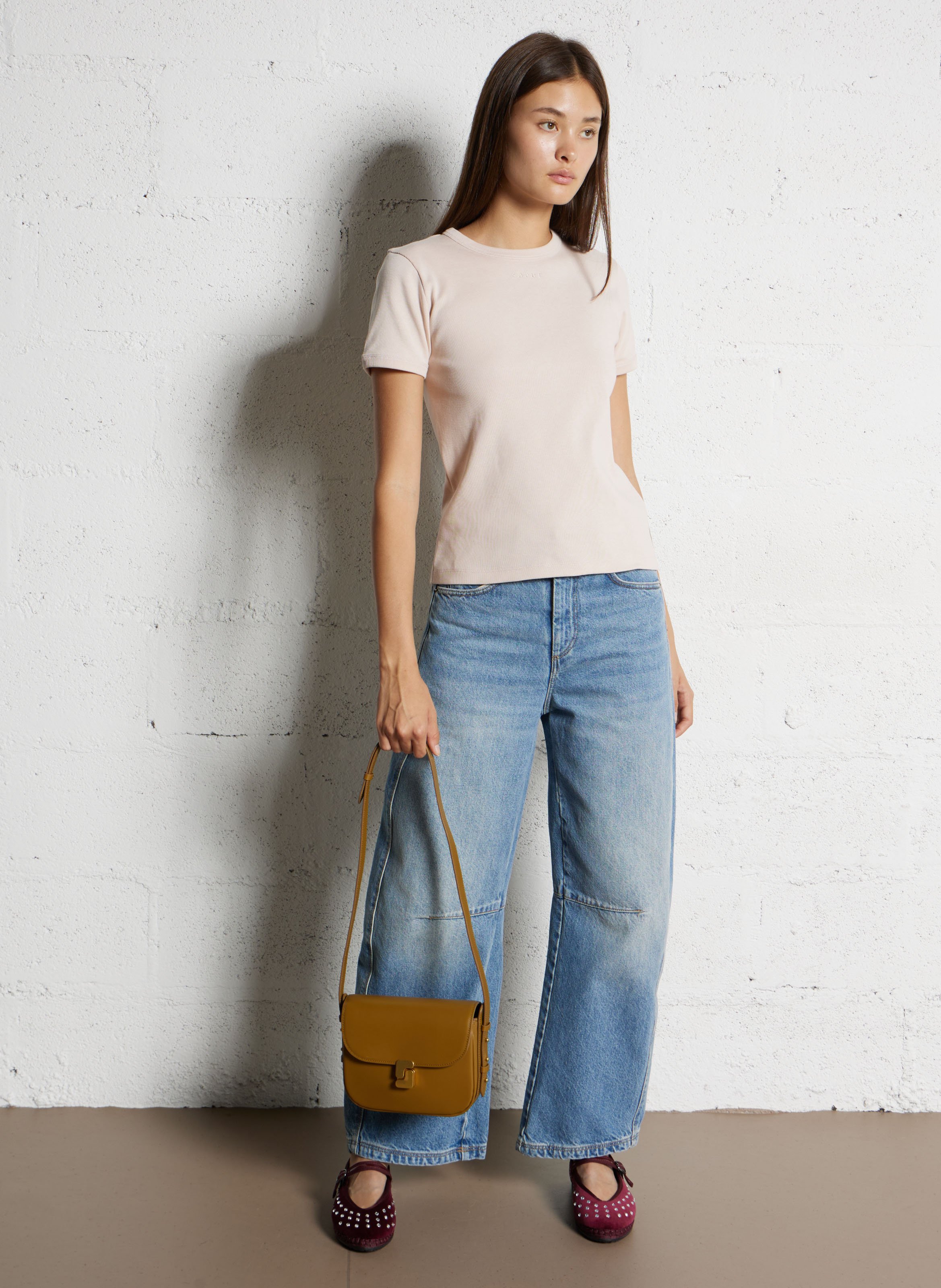 Sac bandoulière en cuir bellissima mini SOEUR Marron