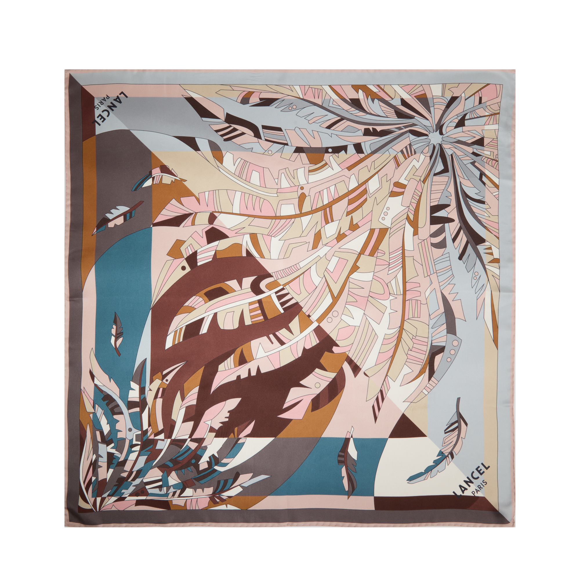 Carré de soie 70 motif duo arabesque LANCEL Bleu