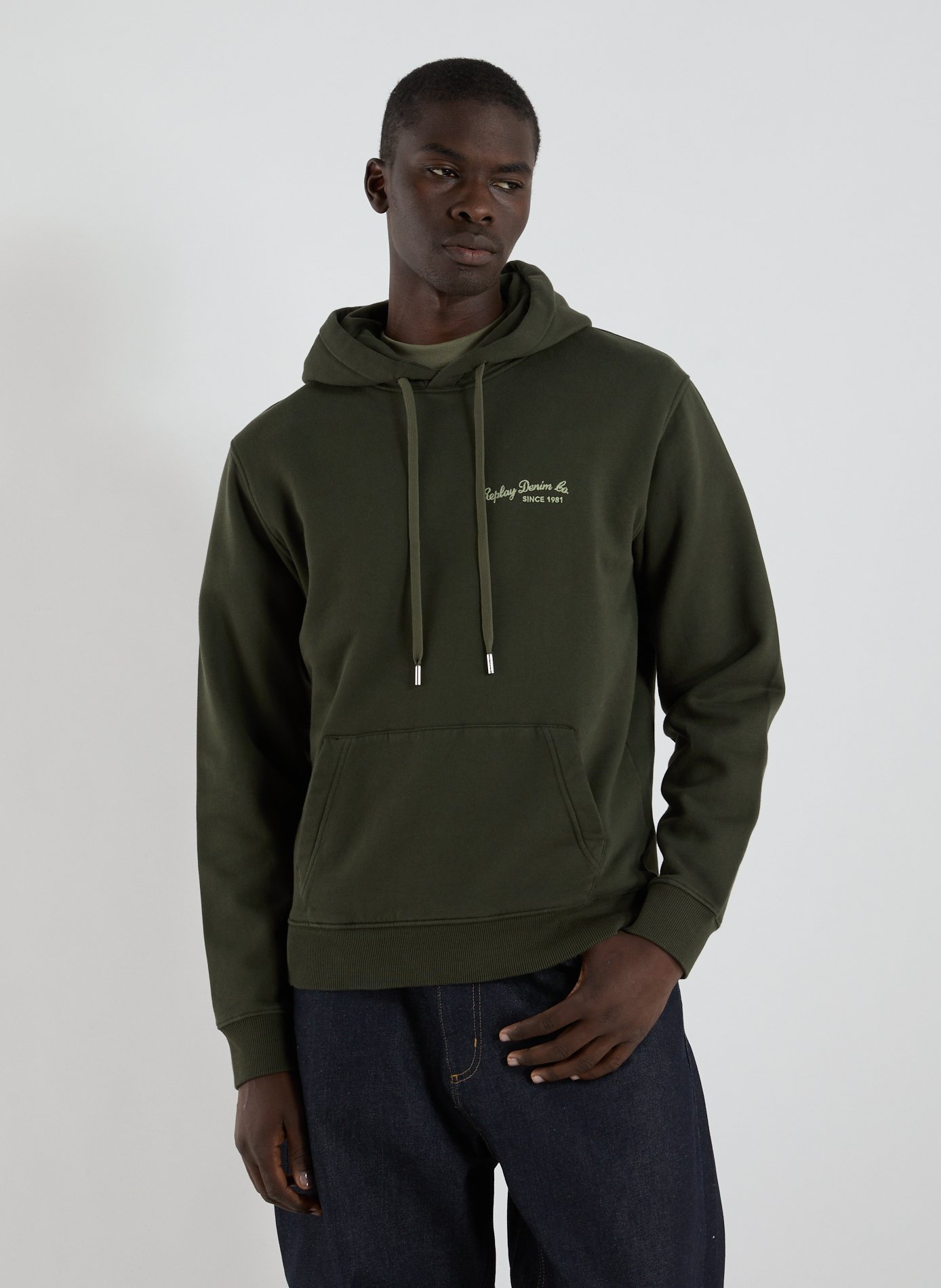 REPLAY Hoodie en coton Vert