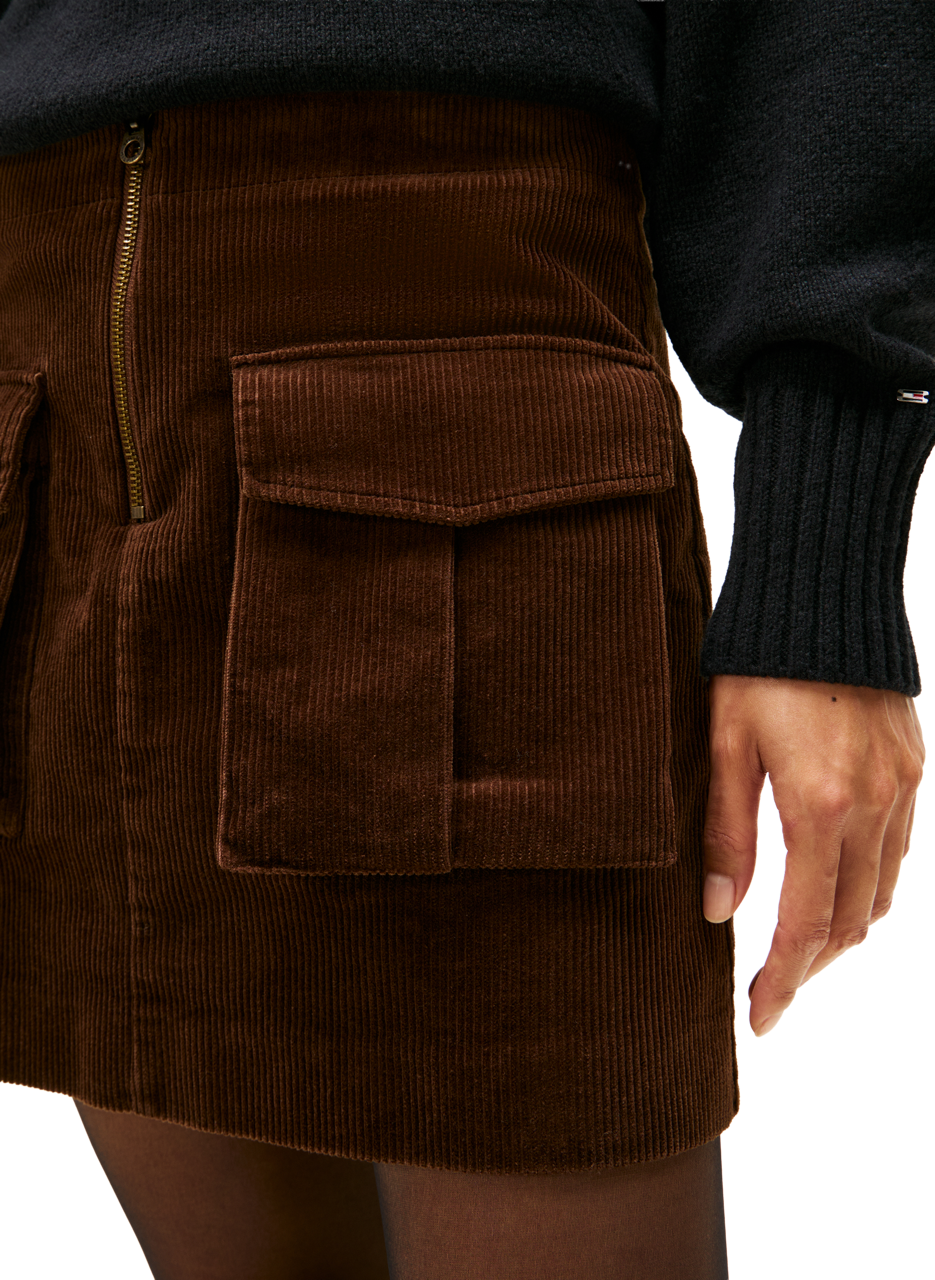 Corduroy mini skirt with cargo pocket TOMMY HILFIGER Brown